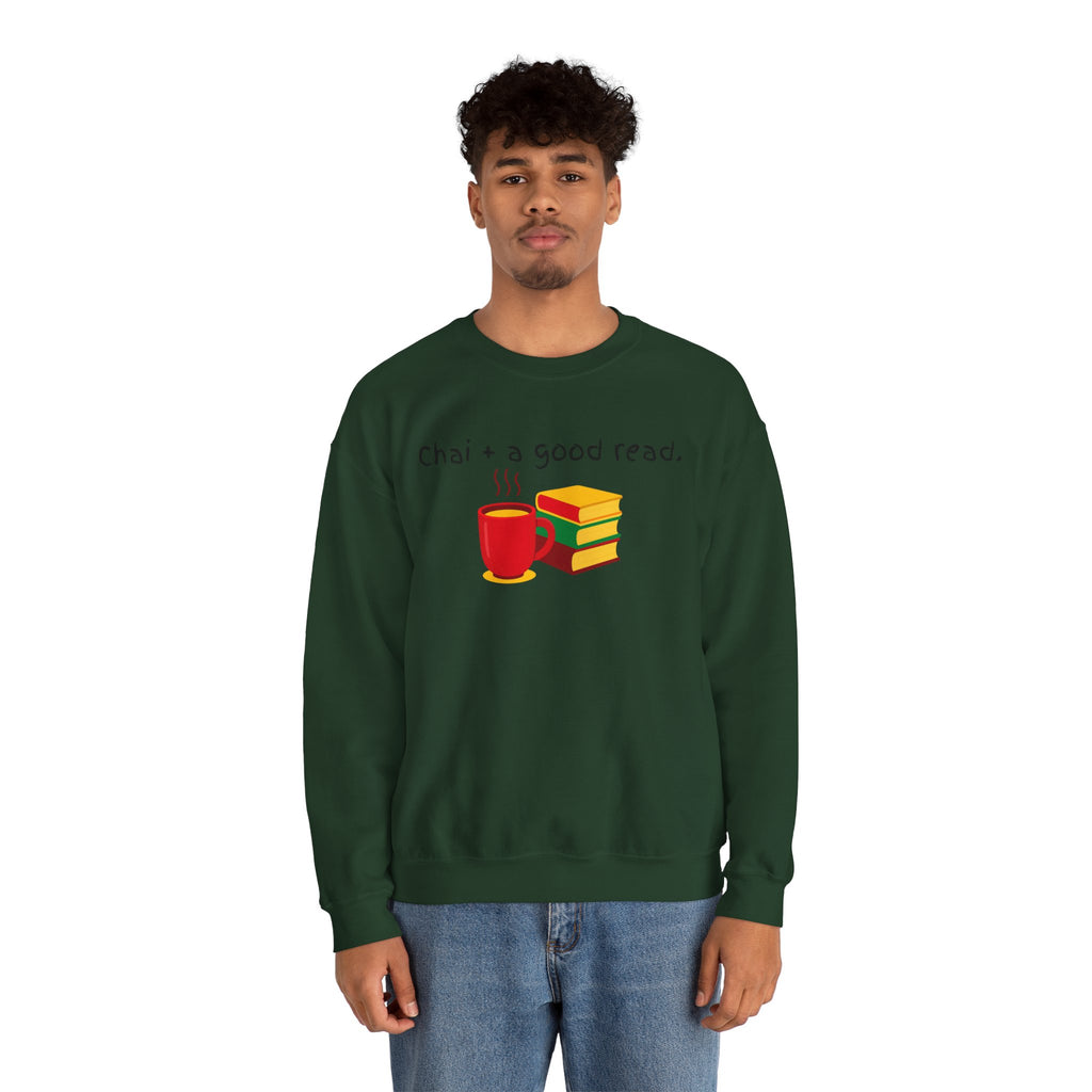 Cozy Reading Sweatshirt — "Chai + a Good Read" Crewneck