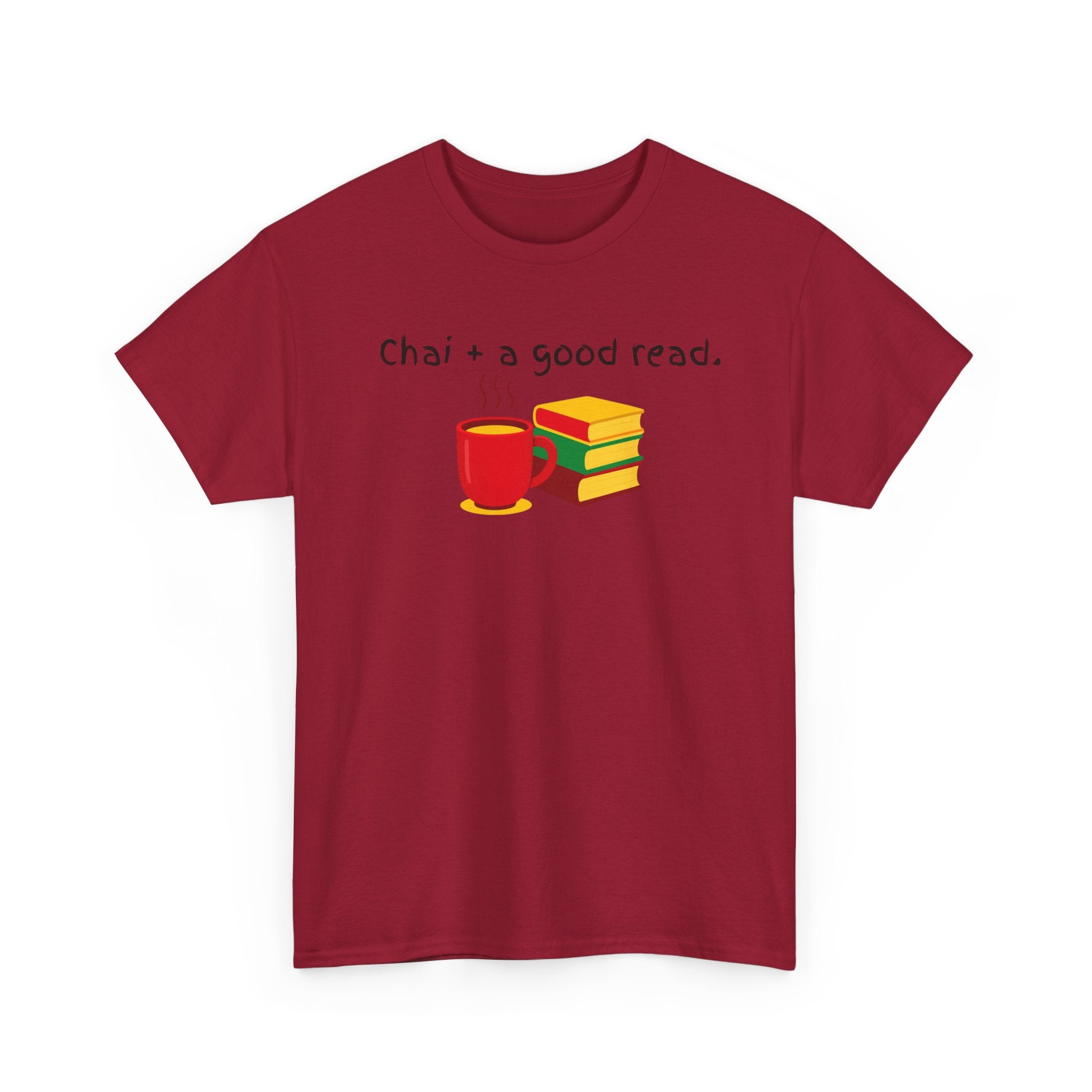 Chai + A Good Read T-Shirt — Tea & Books Graphic Tee for Book Lovers