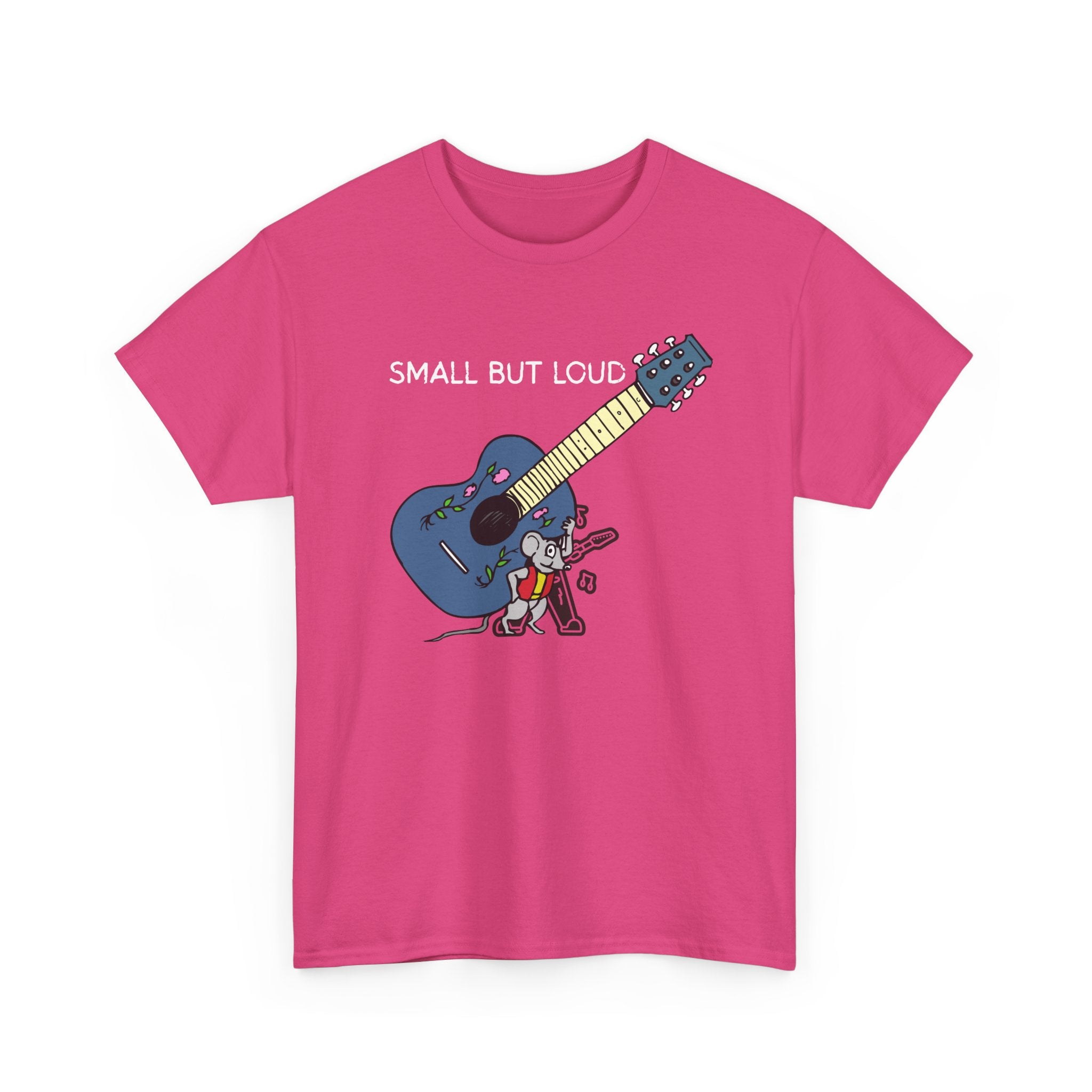 T-Shirt — "Small But Loud" Cute Mouse with Guitar Graphic