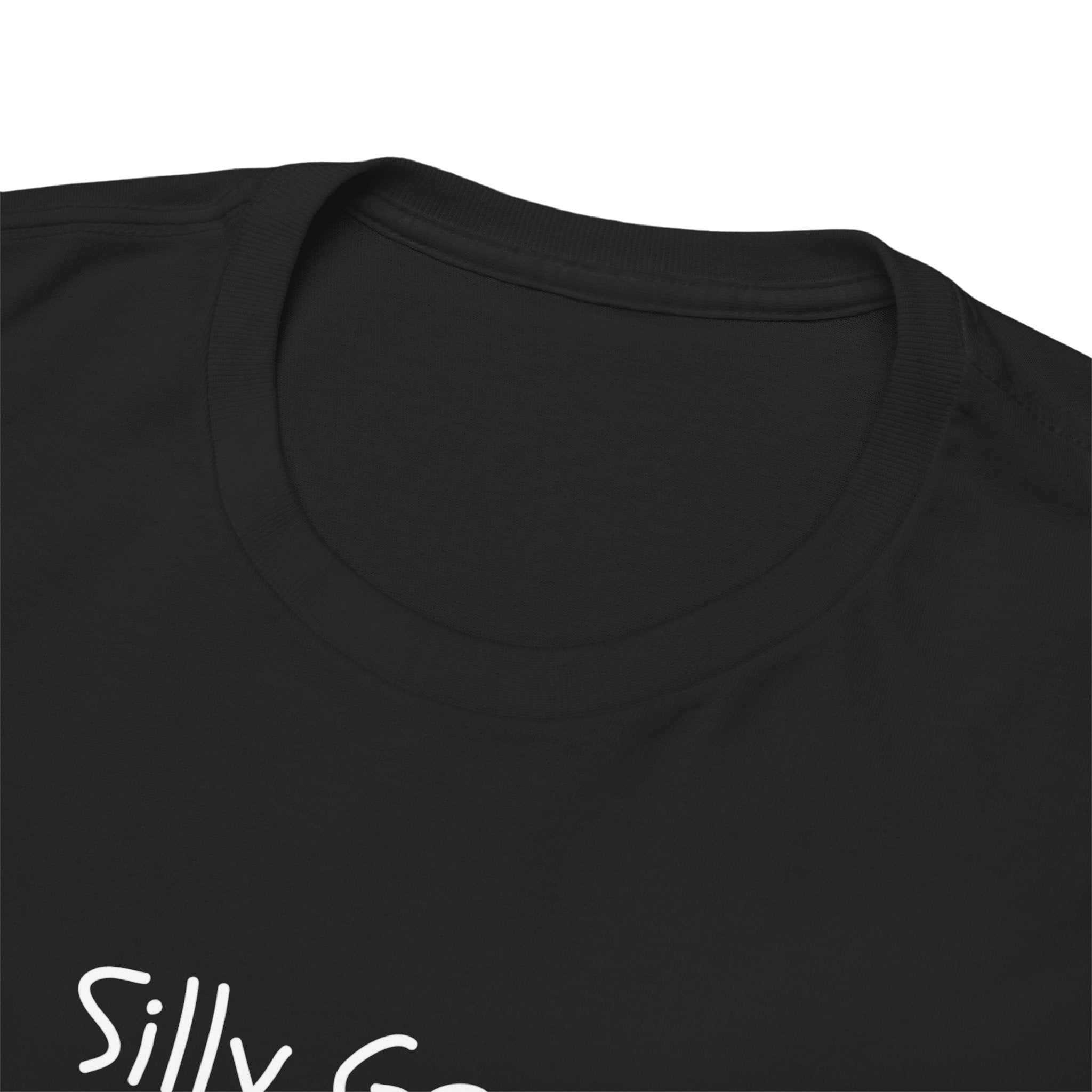 Silly Goose Minimalist Black Tee — Small Chest Text Graphic T-Shirt
