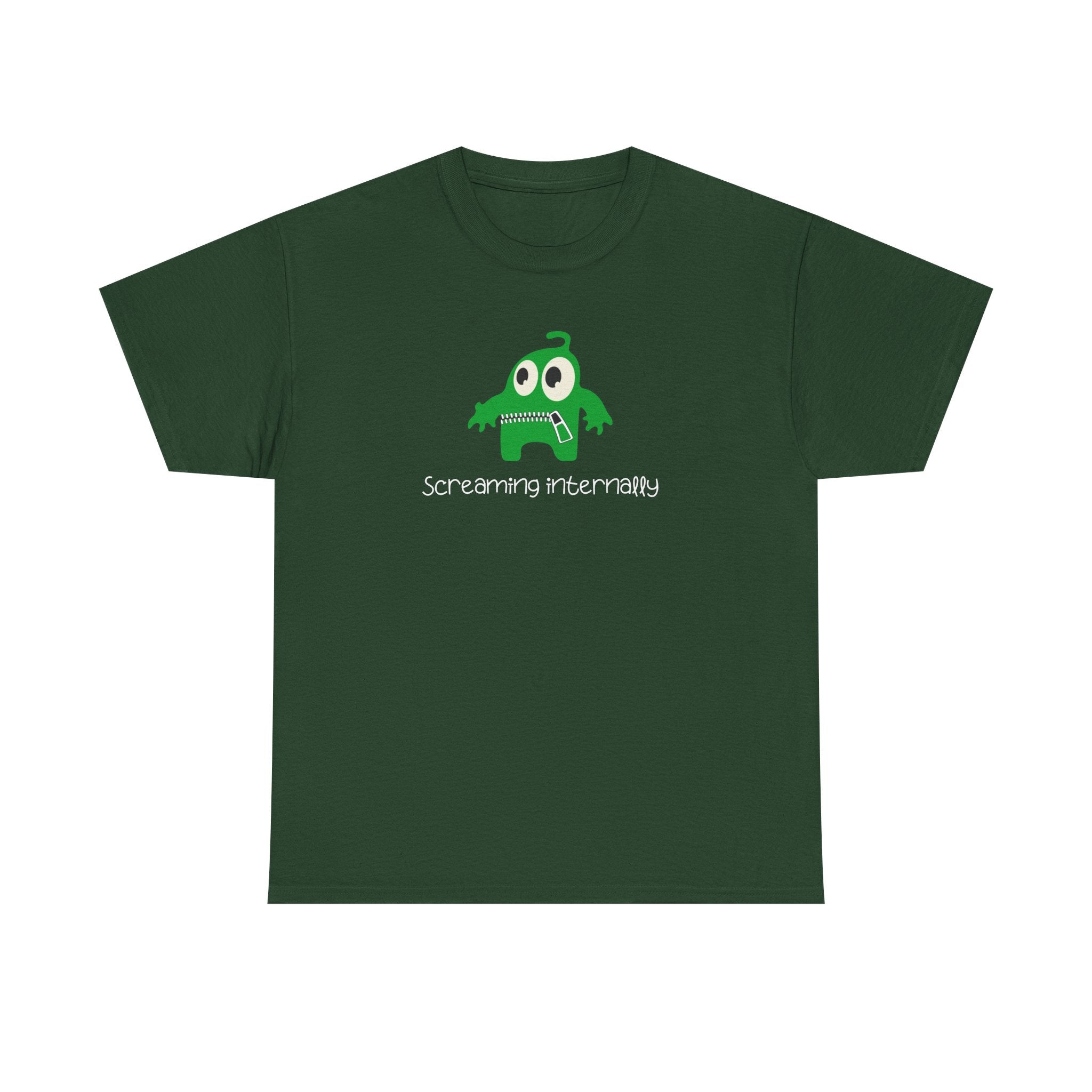 Screaming Internally Tee — Cute Green Monster Graphic Shirt
