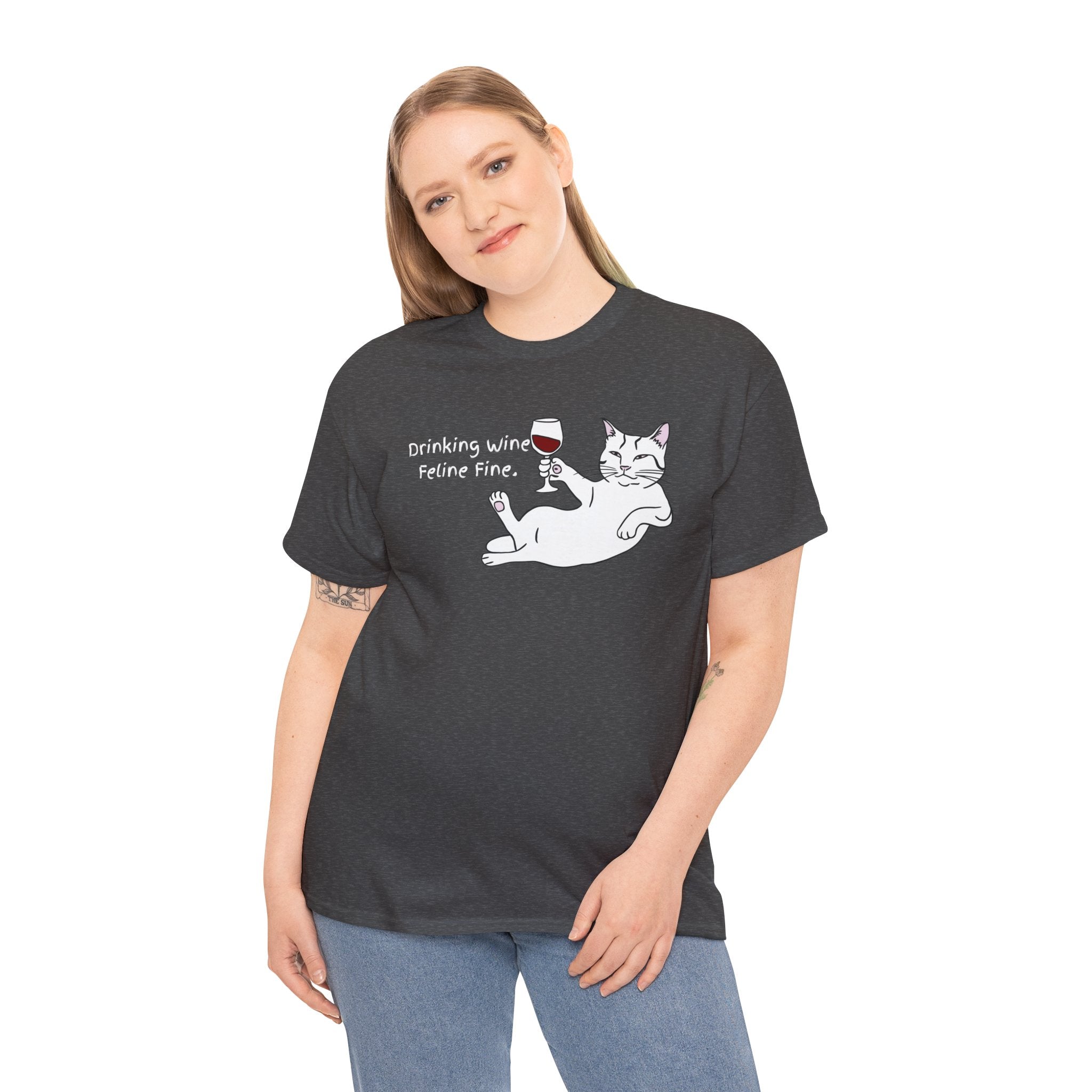 Drinking Wine, Feline Fine Cat Tee