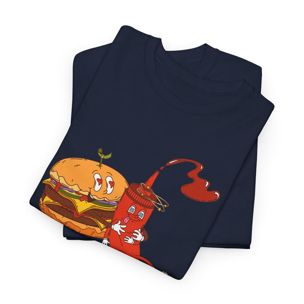 Ketchup & Burger Besties Tee — "Without Me, He’s Dry" Funny Food Couple T-Shirt