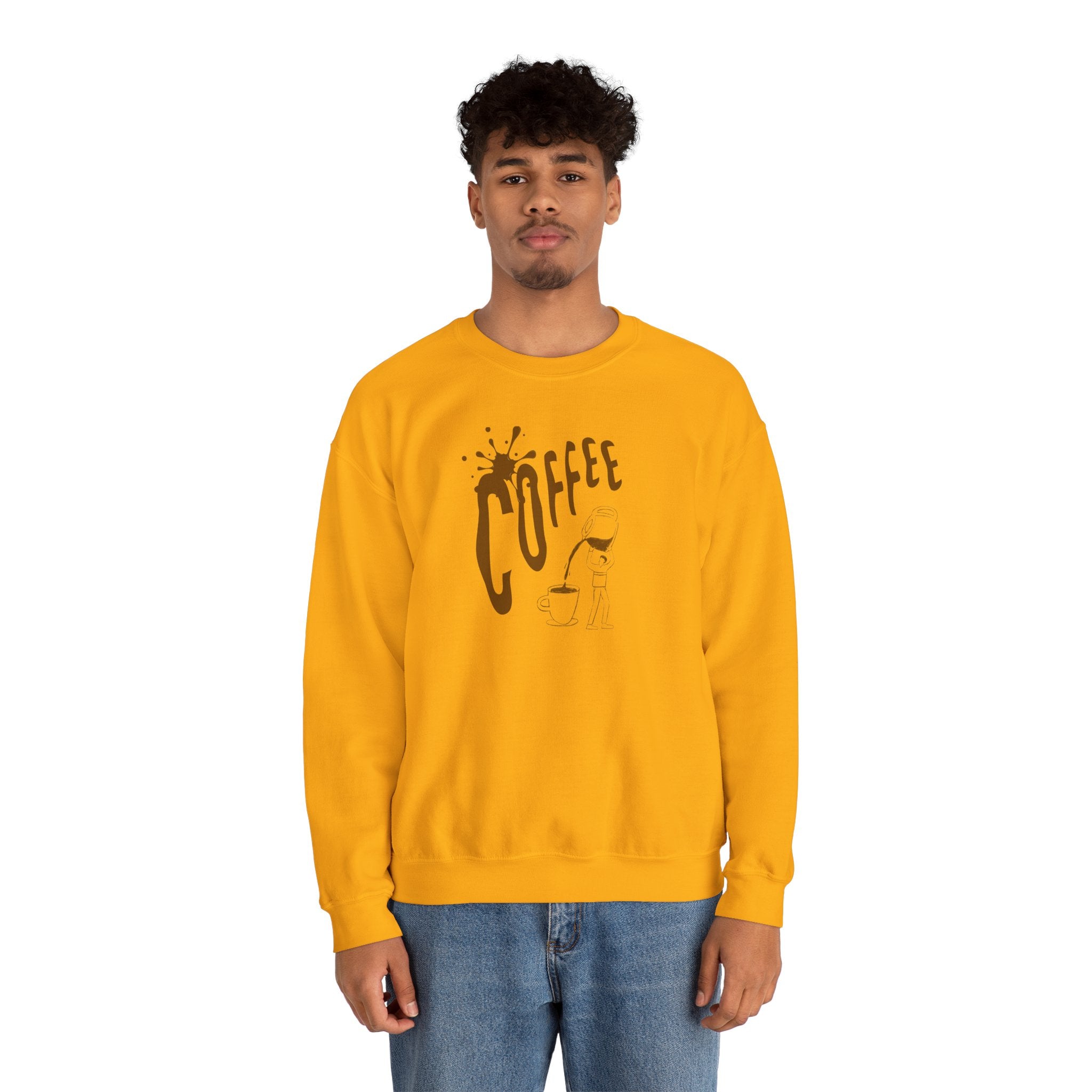 Coffee Lover Crewneck Sweatshirt — Retro Brown Coffee Graphic