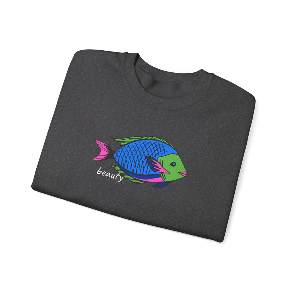 Fish Graphic Sweatshirt — Neon Tropical Fish 'beauty' Crewneck