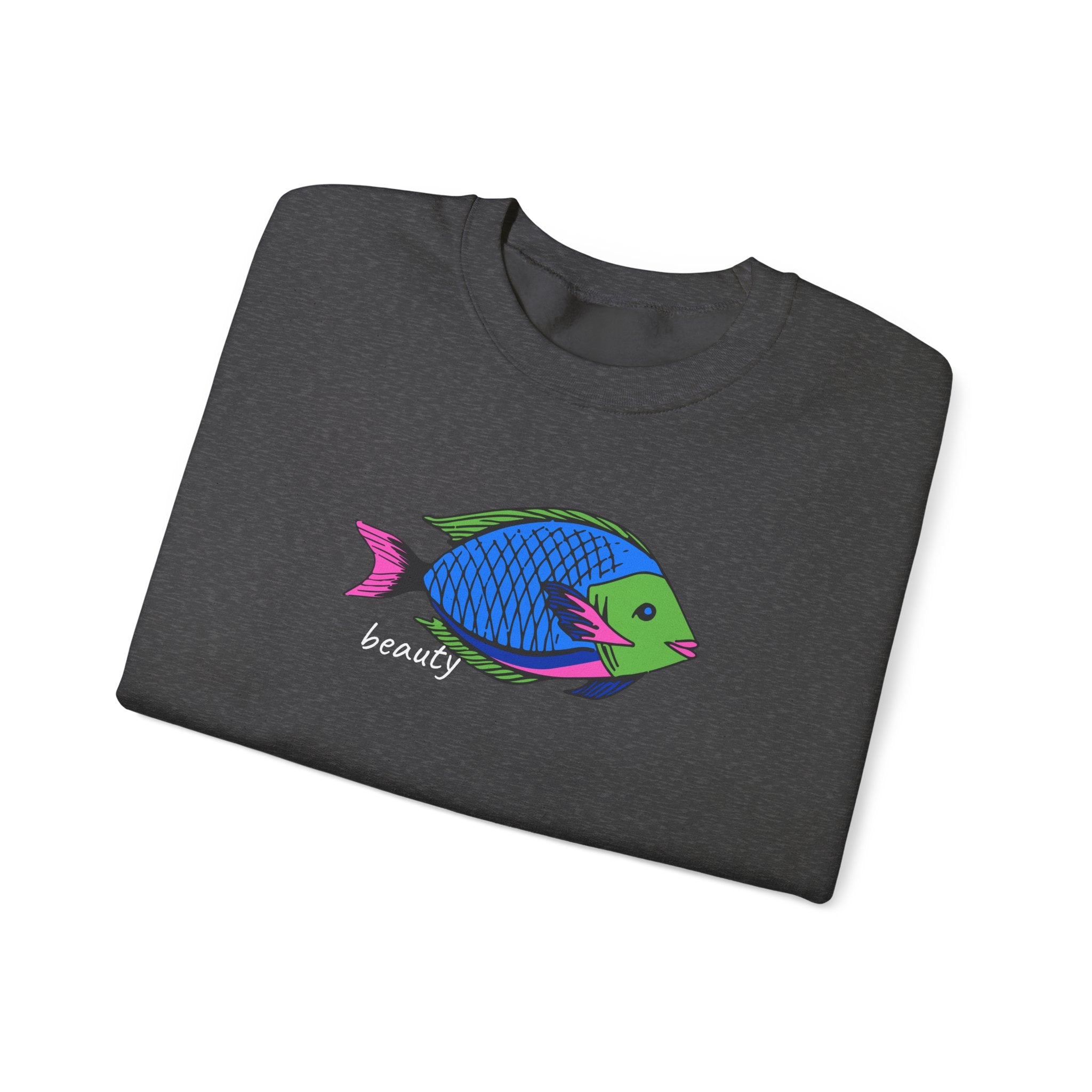 Fish Graphic Sweatshirt — Neon Tropical Fish 'beauty' Crewneck