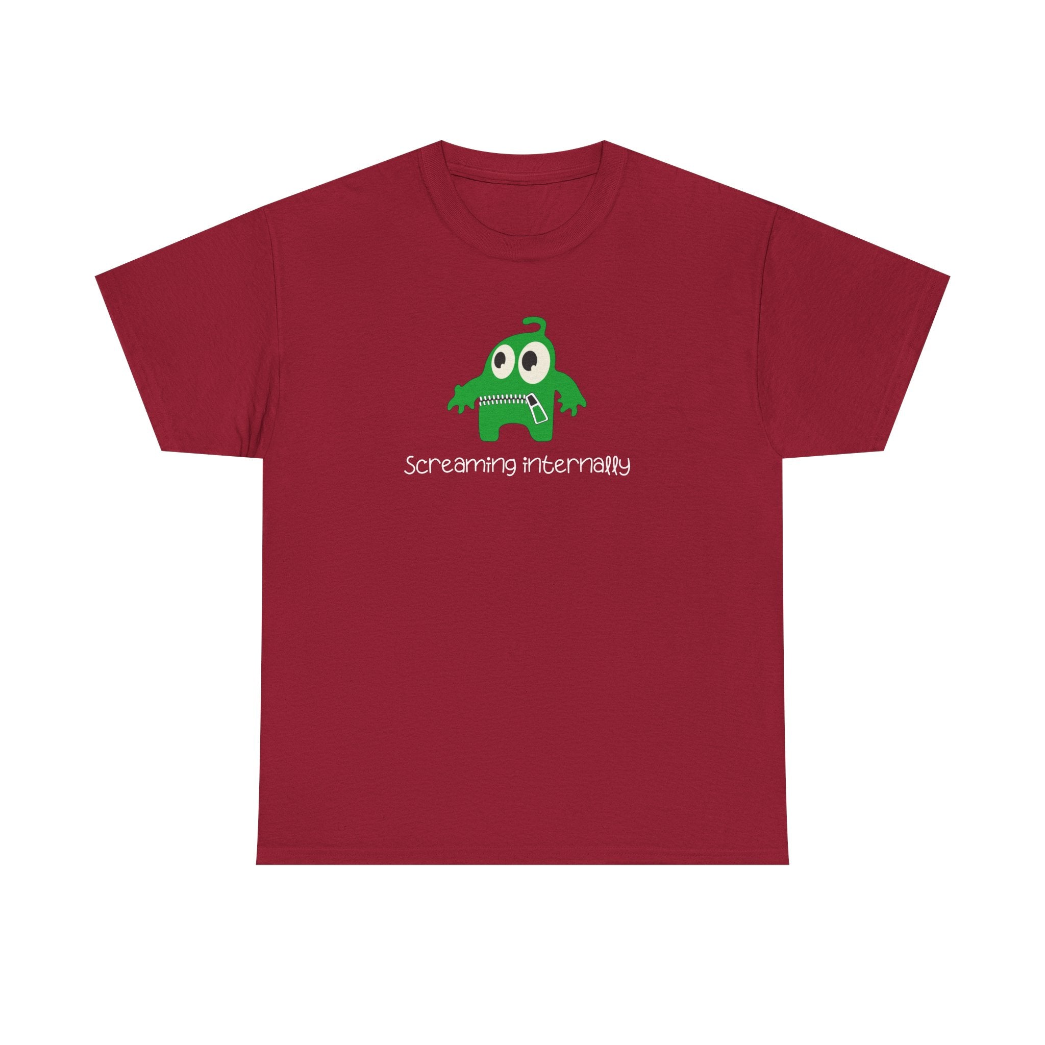 Screaming Internally Tee — Cute Green Monster Graphic Shirt
