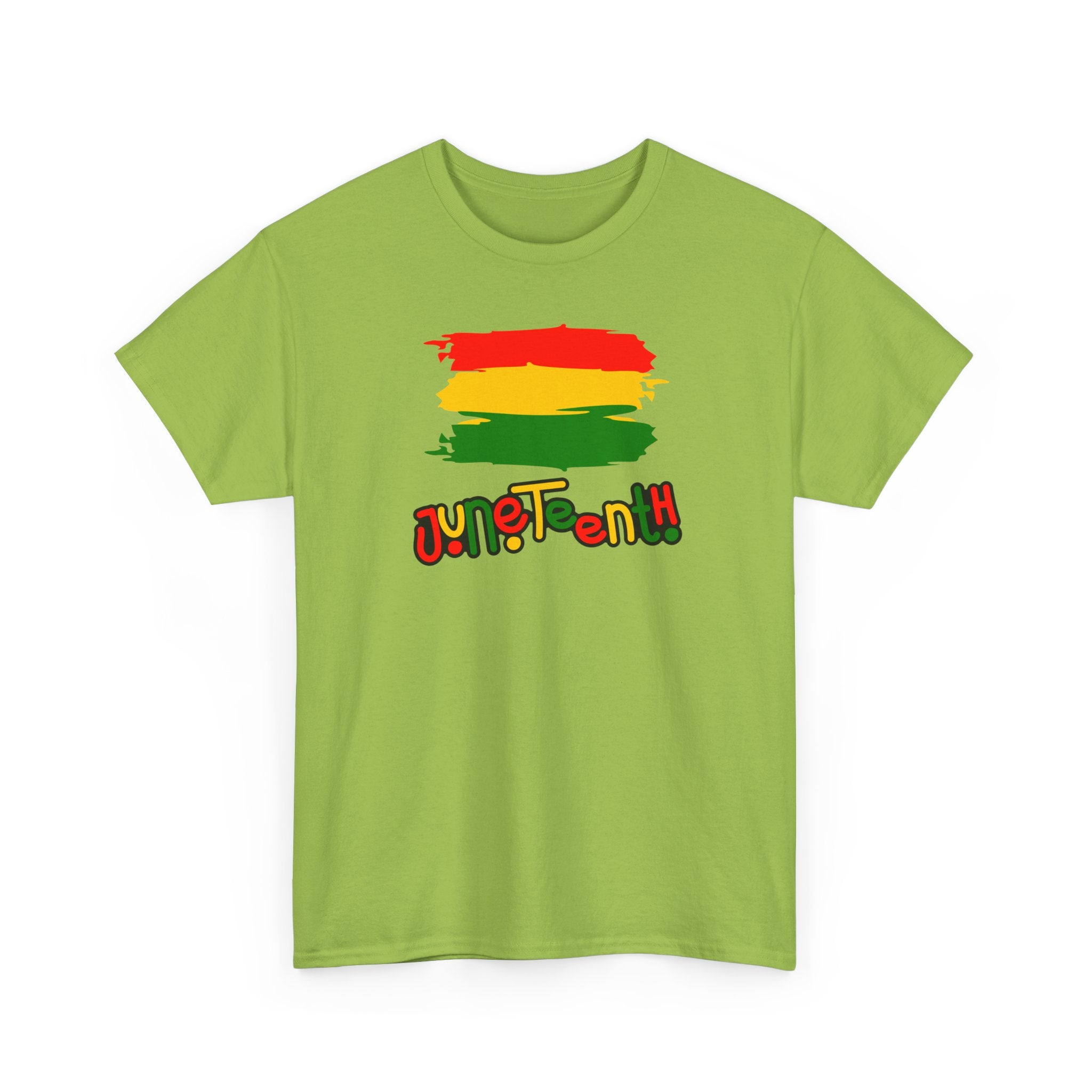 Juneteenth Graphic Tee — Rasta Flag Brushstroke Design
