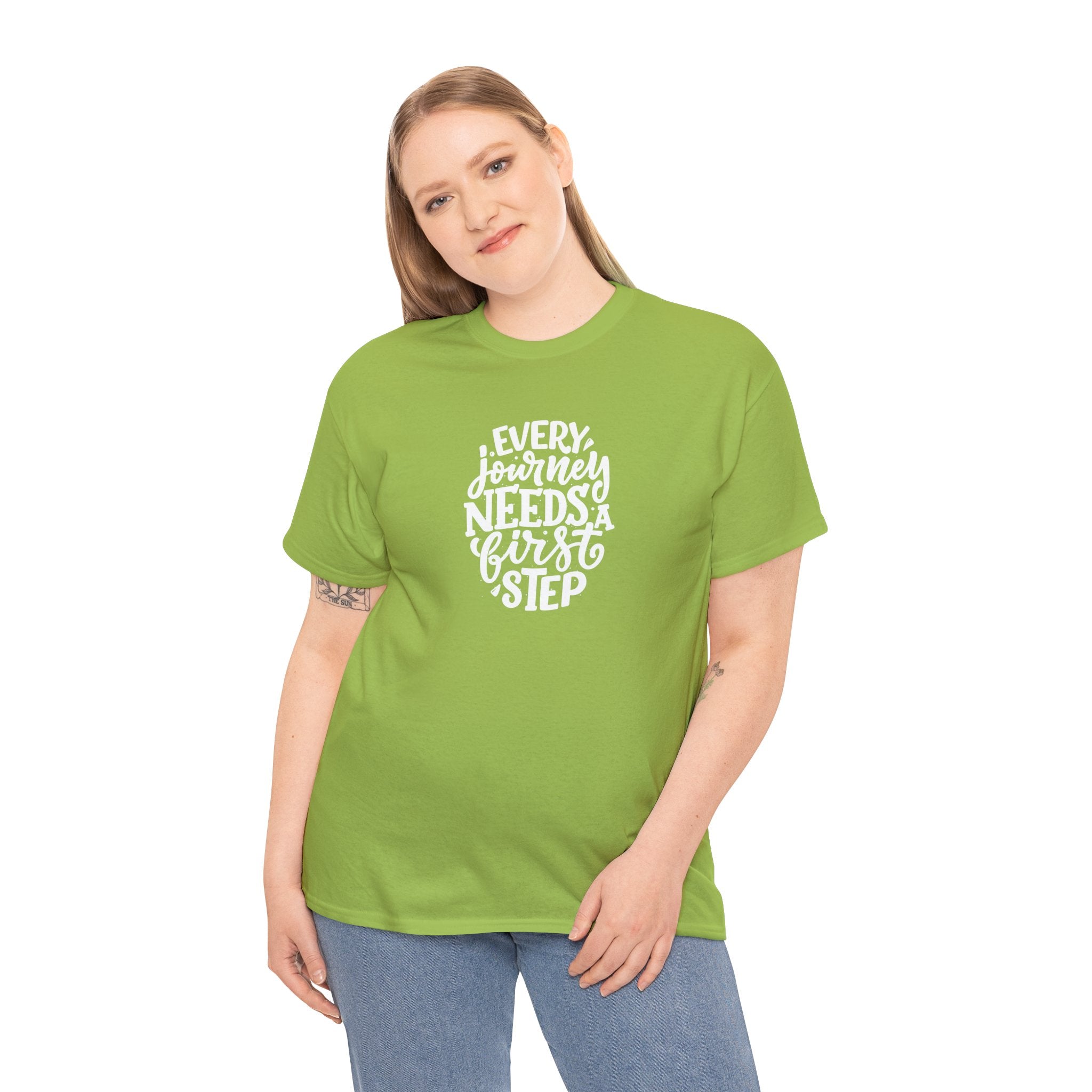 T-Shirt — "Every Journey Needs a First Step" Inspirational Quote Tee
