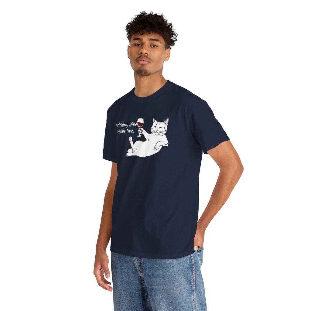 Drinking Wine, Feline Fine Cat Tee