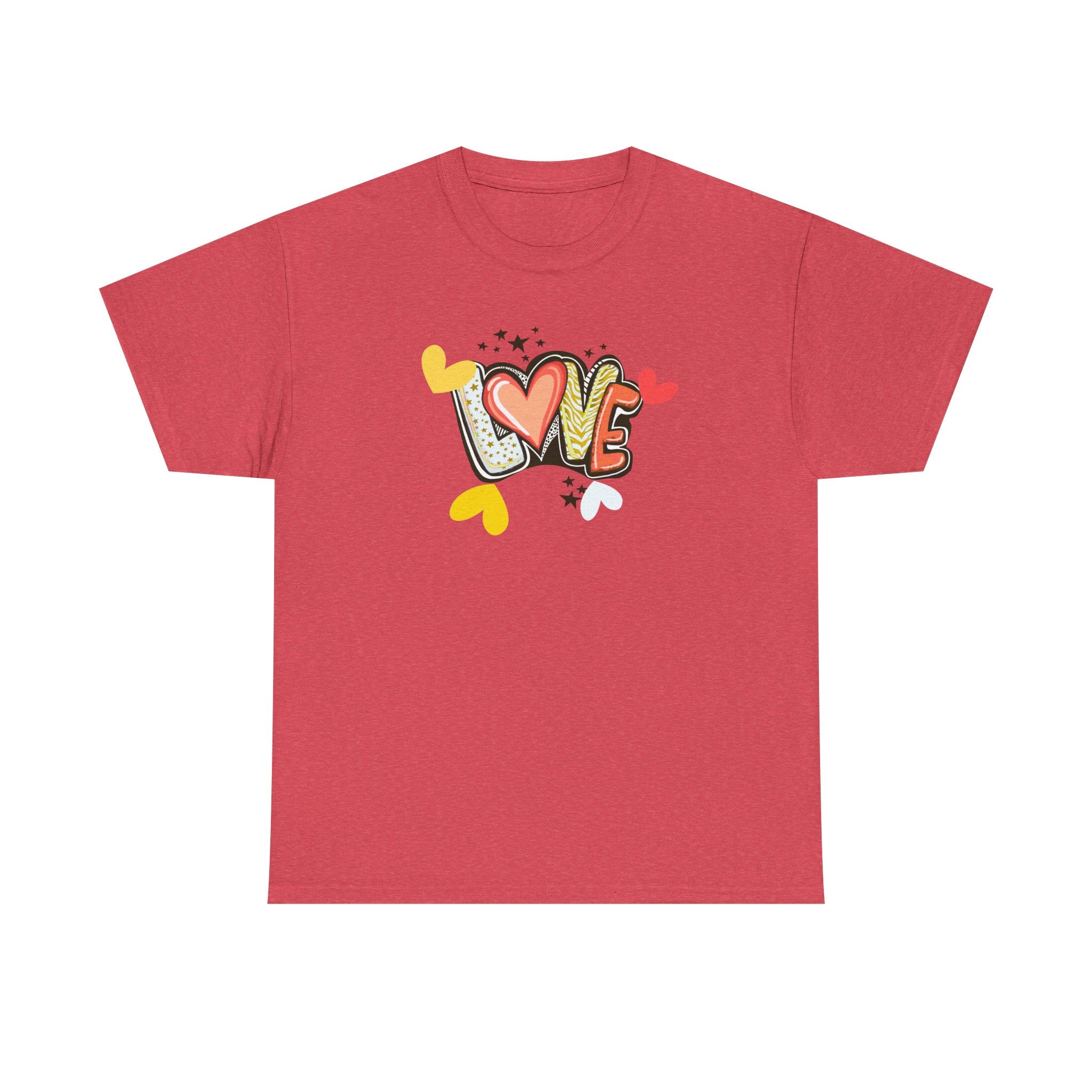 Love Heart Graphic Tee — Retro Doodle "LOVE" Design