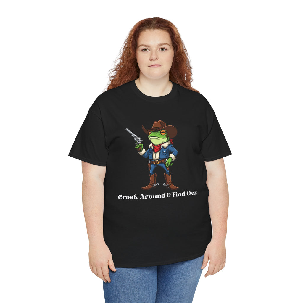 Cowboy Frog T-Shirt - "Croak Around & Find Out" Funny Western Graphic Tee