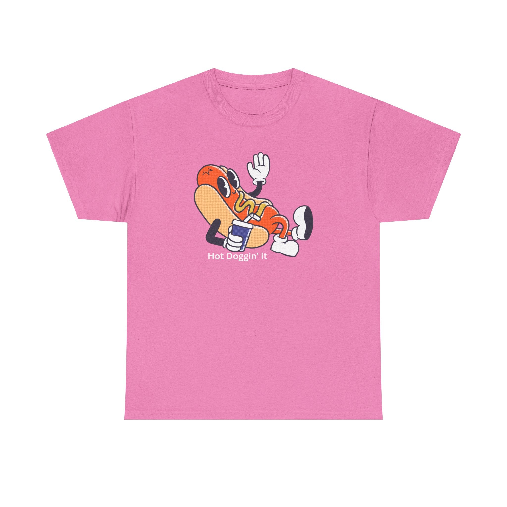 Hot Dog Character T‑Shirt – Retro Cartoon Dancing Sausage Tee