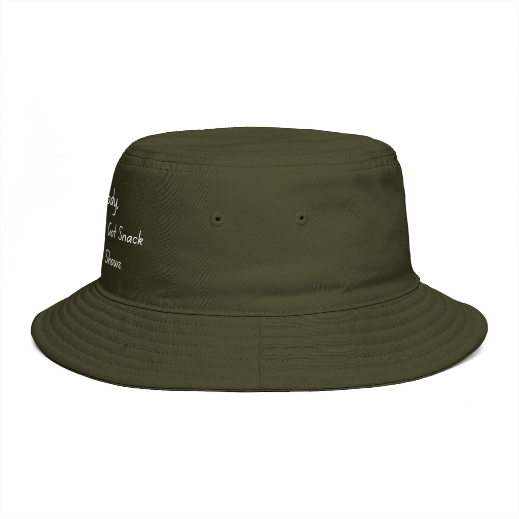 Bucket Hat — “HomeBody: At My House I Got Snack And Crime Shows” Embroidered