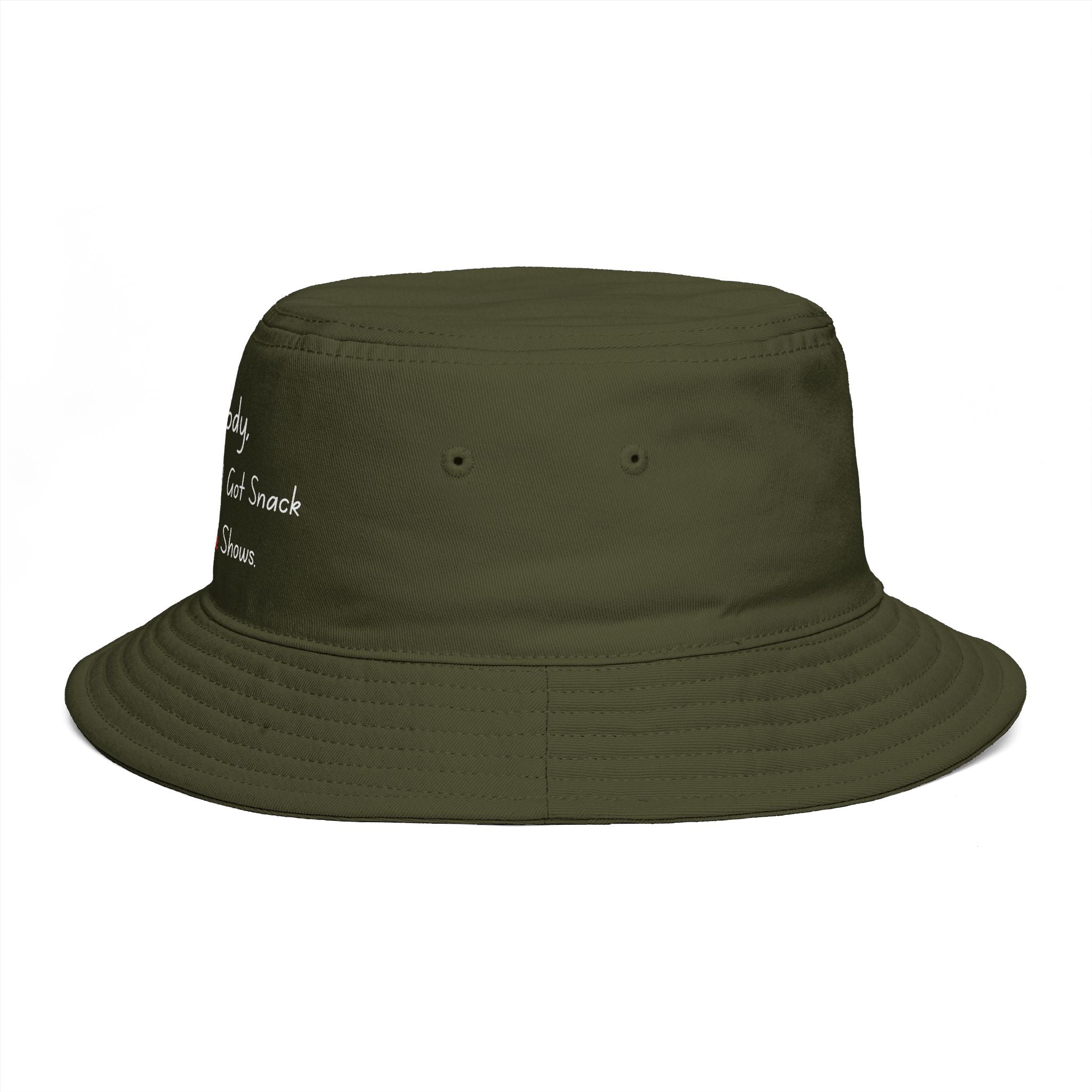 Bucket Hat — “HomeBody: At My House I Got Snack And Crime Shows” Embroidered