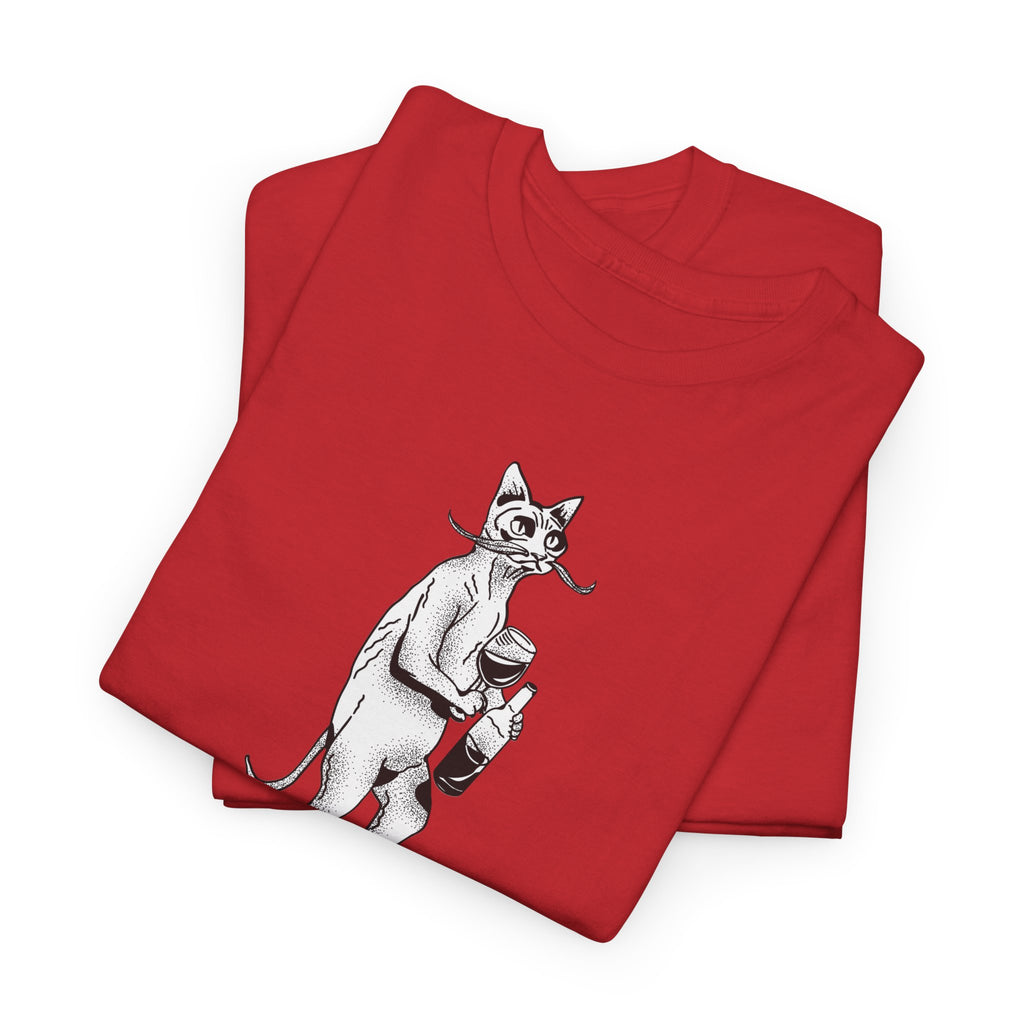 T-Shirt — 'Wine because adulting is so hard' Cat Wine Graphic Tee