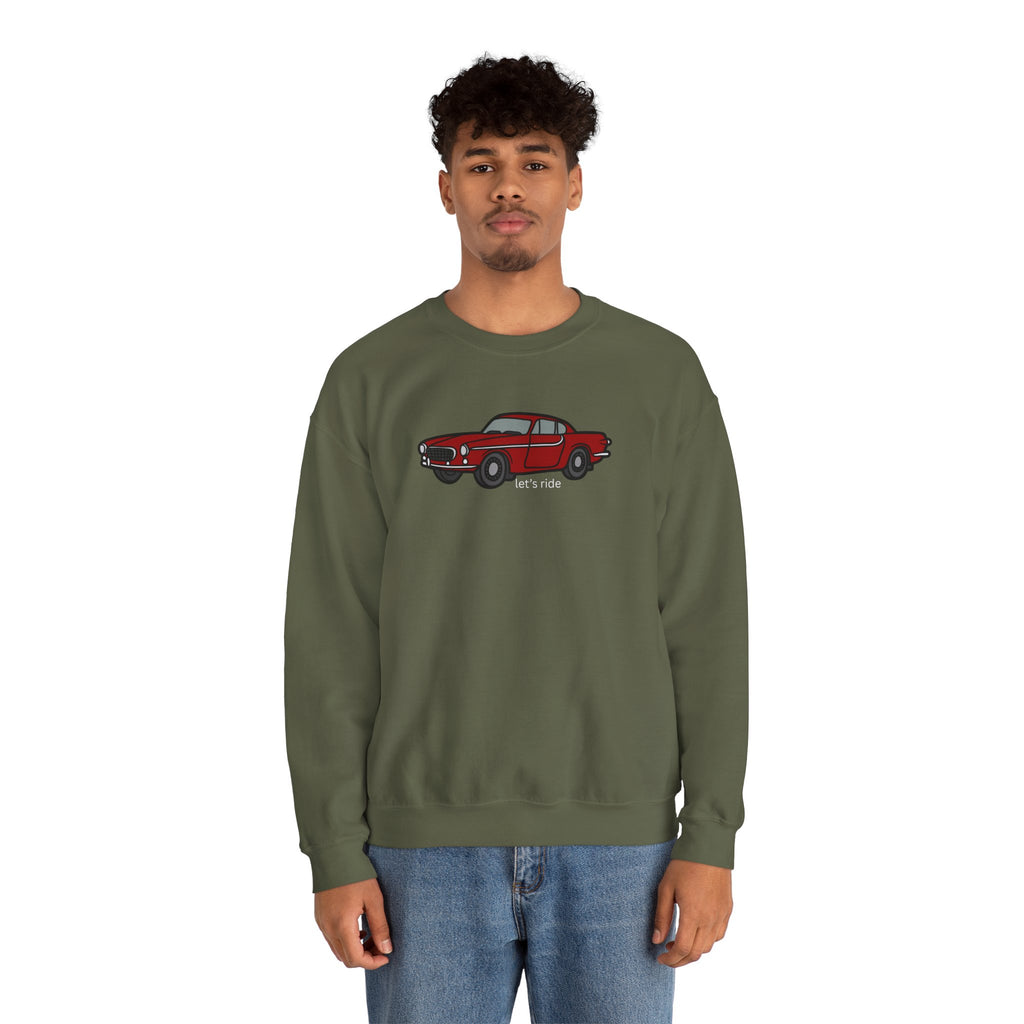 Classic Red Muscle Car Sweatshirt — “let’s ride” Crewneck