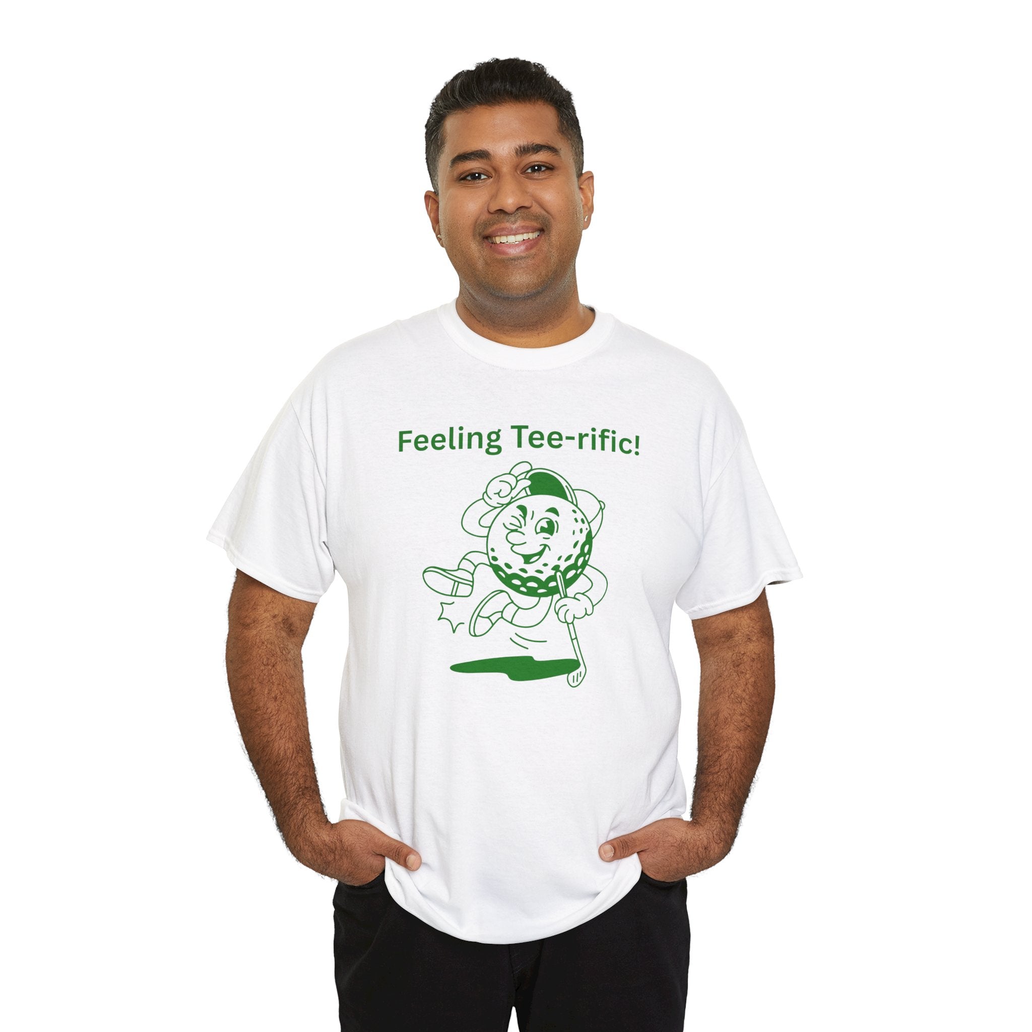 Golf Tee T-Shirt — "Feeling Tee-rific!" Vintage Golf Character Shirt