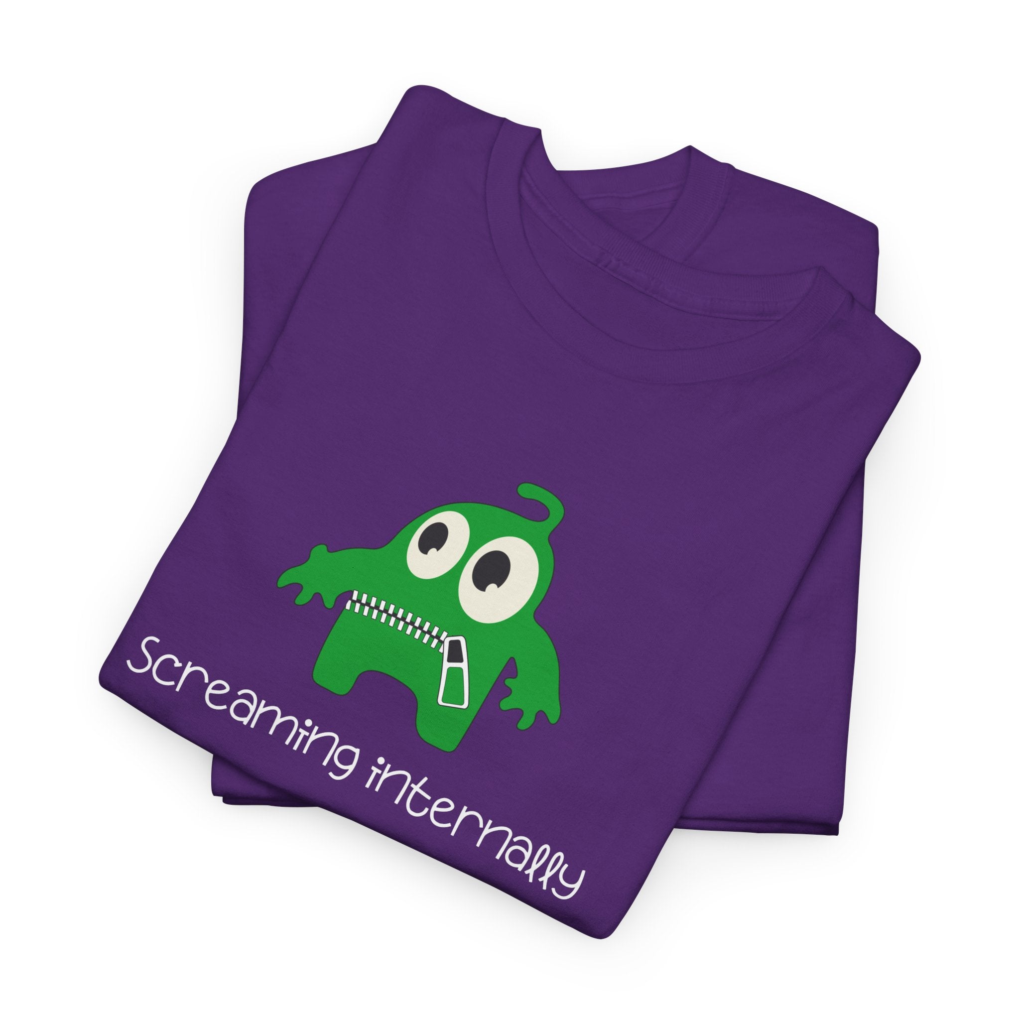 Screaming Internally Tee — Cute Green Monster Graphic Shirt