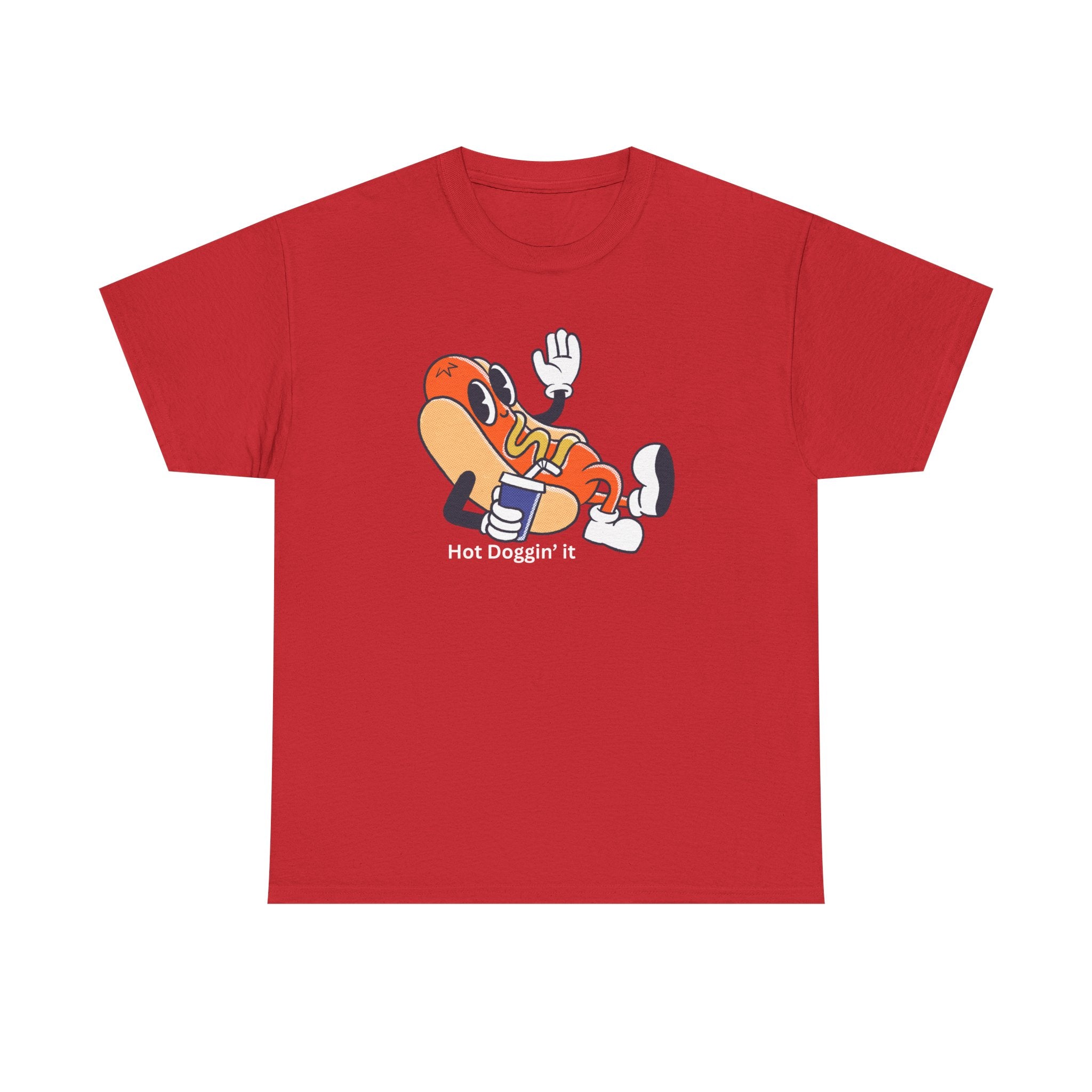 Hot Dog Character T‑Shirt – Retro Cartoon Dancing Sausage Tee
