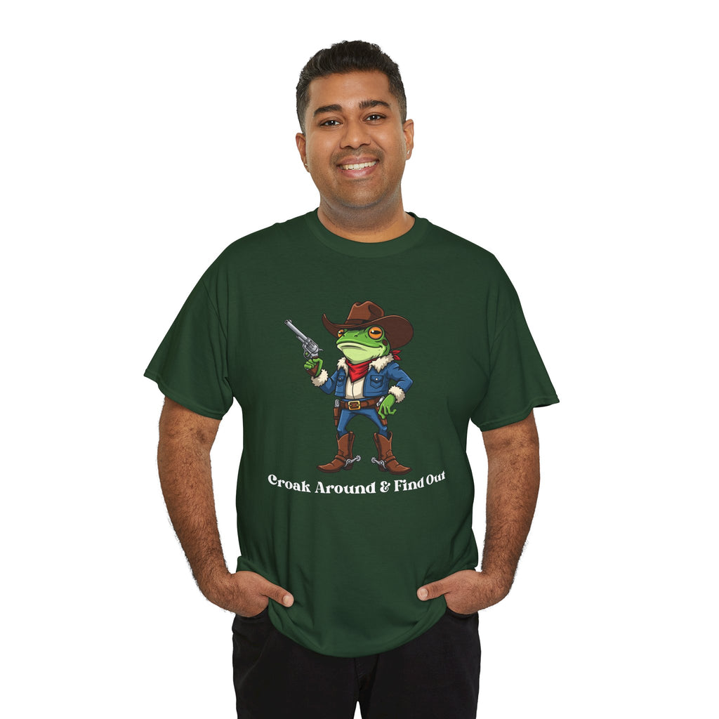 Cowboy Frog T-Shirt - "Croak Around & Find Out" Funny Western Graphic Tee