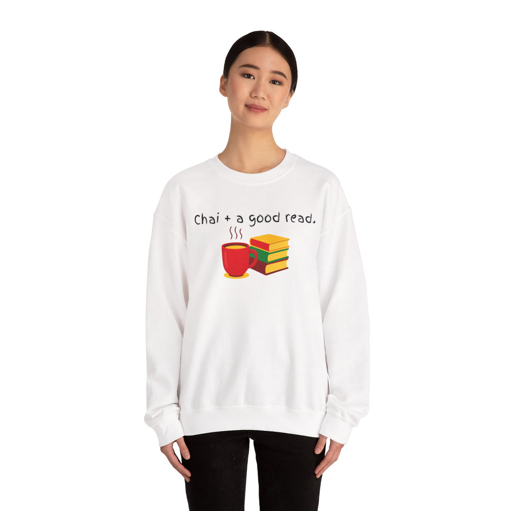 Cozy Reading Sweatshirt — "Chai + a Good Read" Crewneck