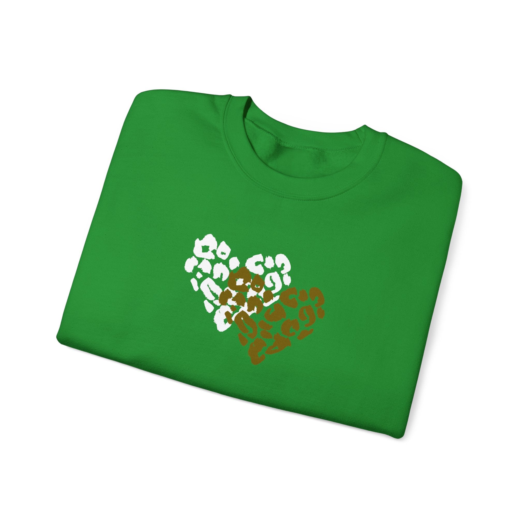 Leopard Heart Crewneck Sweatshirt – Split Gold & White Animal Print Heart