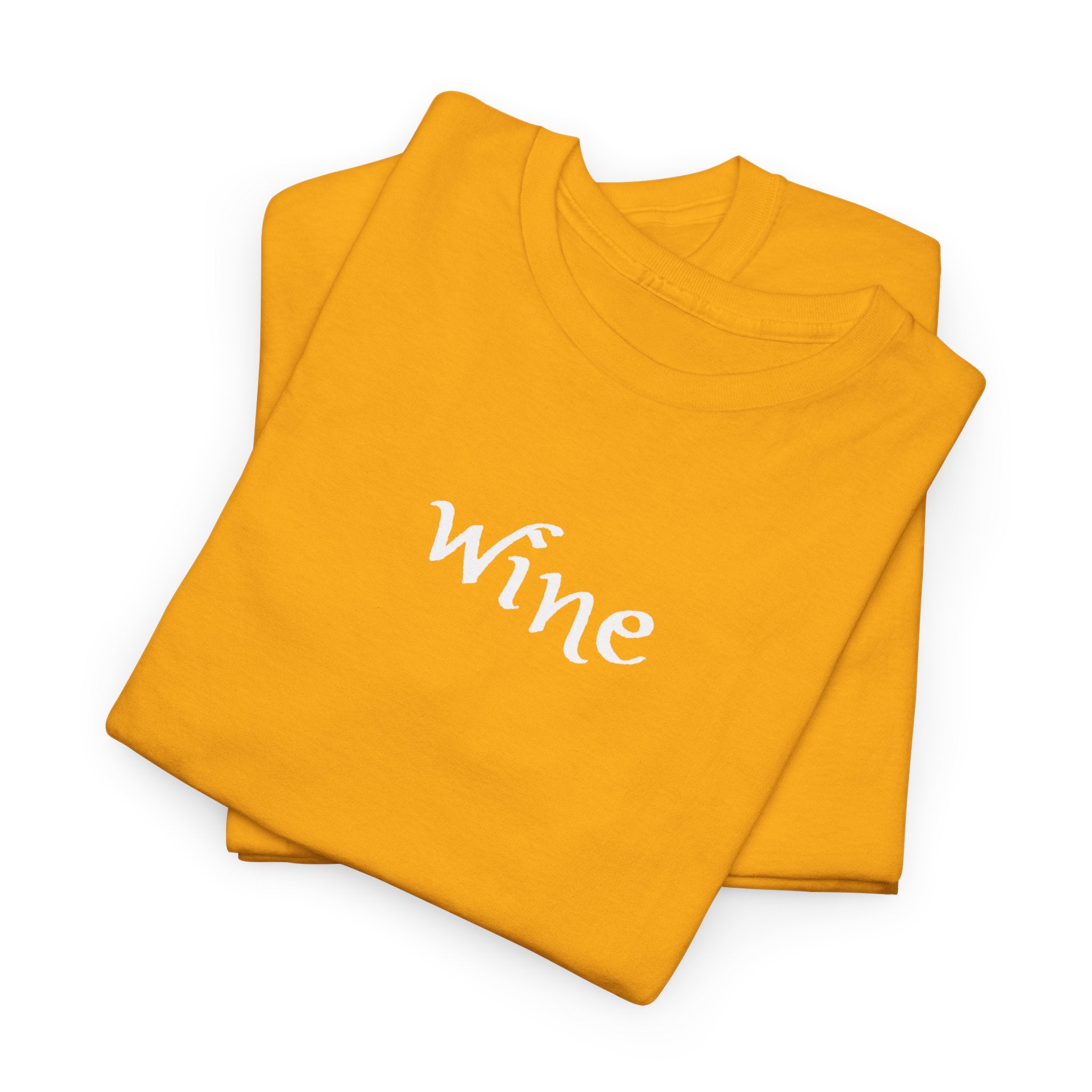 Wine Graphic Tee — Minimalist Small Chest 'wine' Text T‑Shirt