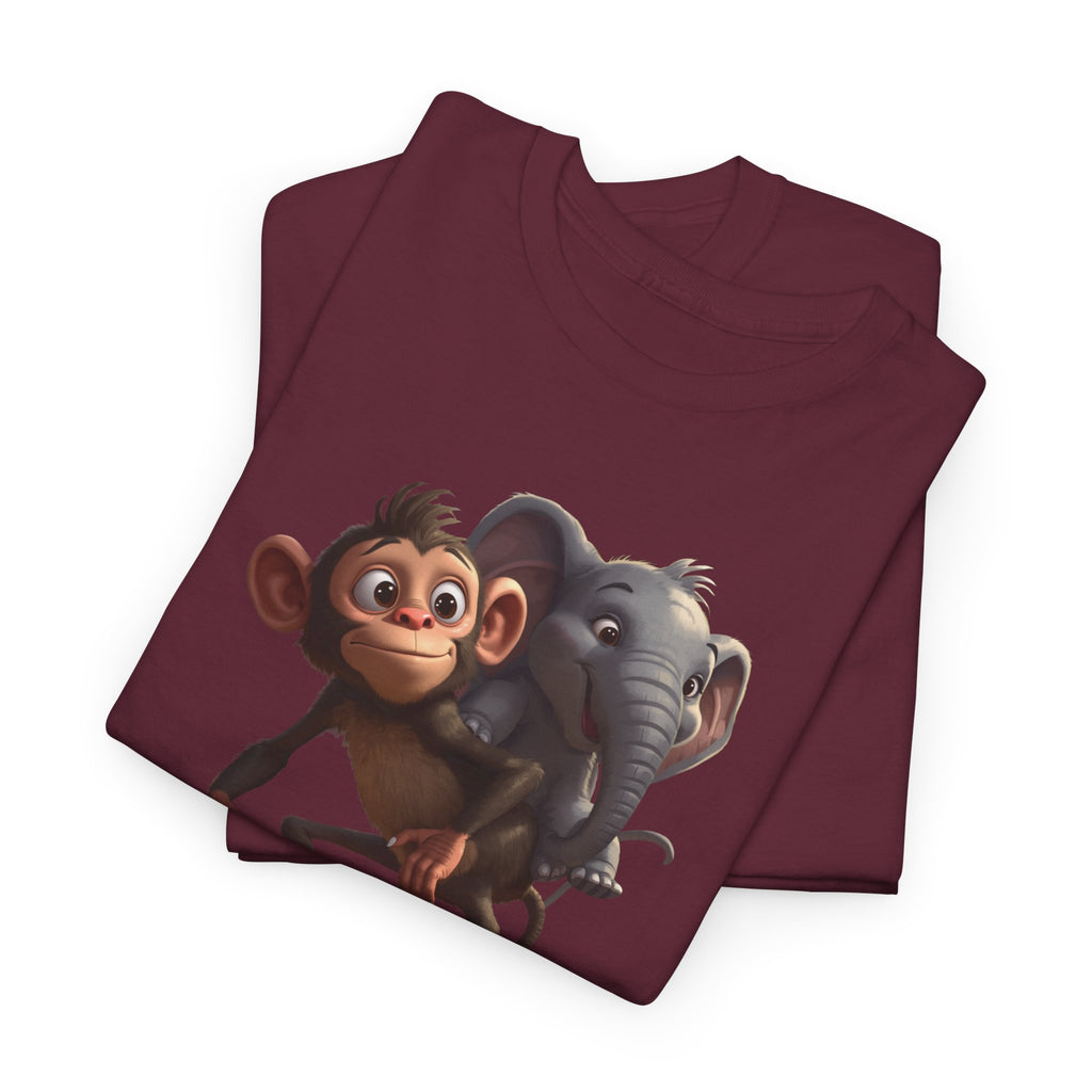 Monkey and Elephant 'Fair' Graphic Tee — Cute Animal Friendship T-Shirt