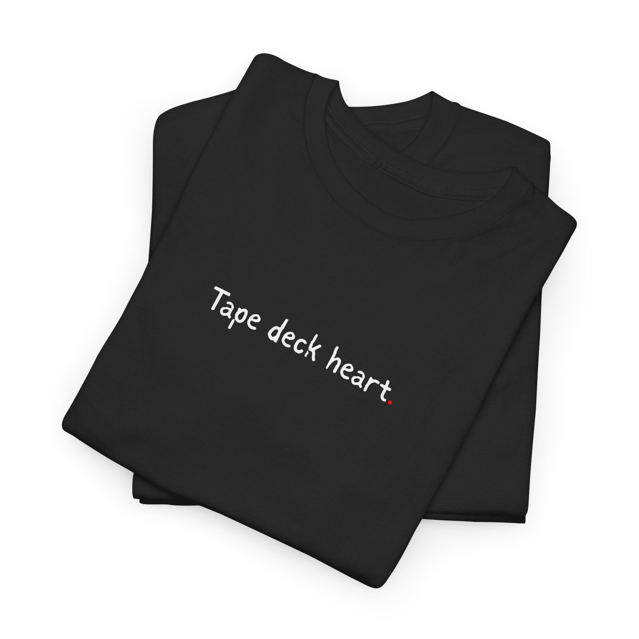 Tape Deck Heart T-Shirt — Minimal Retro Cassette Music Tee