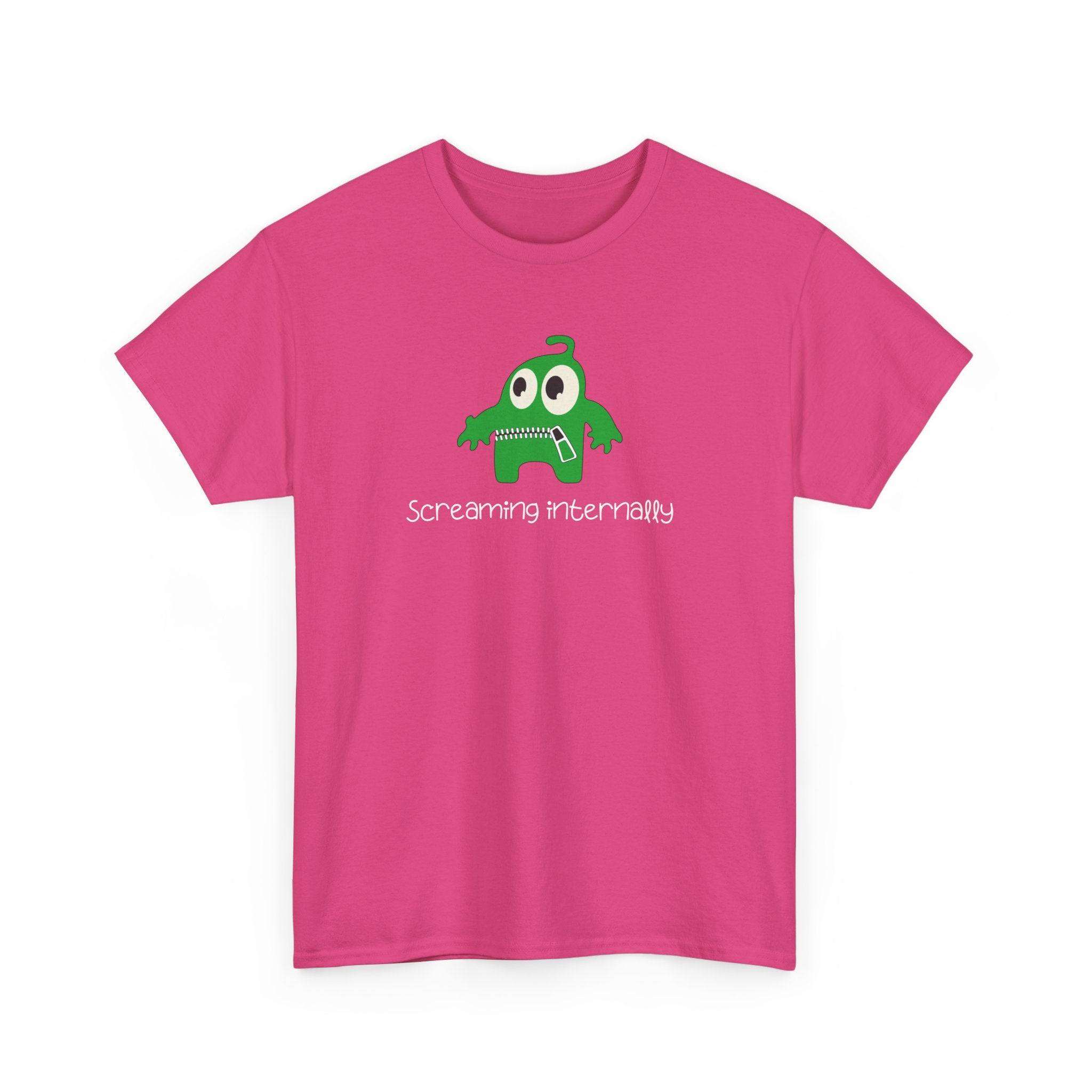 Screaming Internally Tee — Cute Green Monster Graphic Shirt