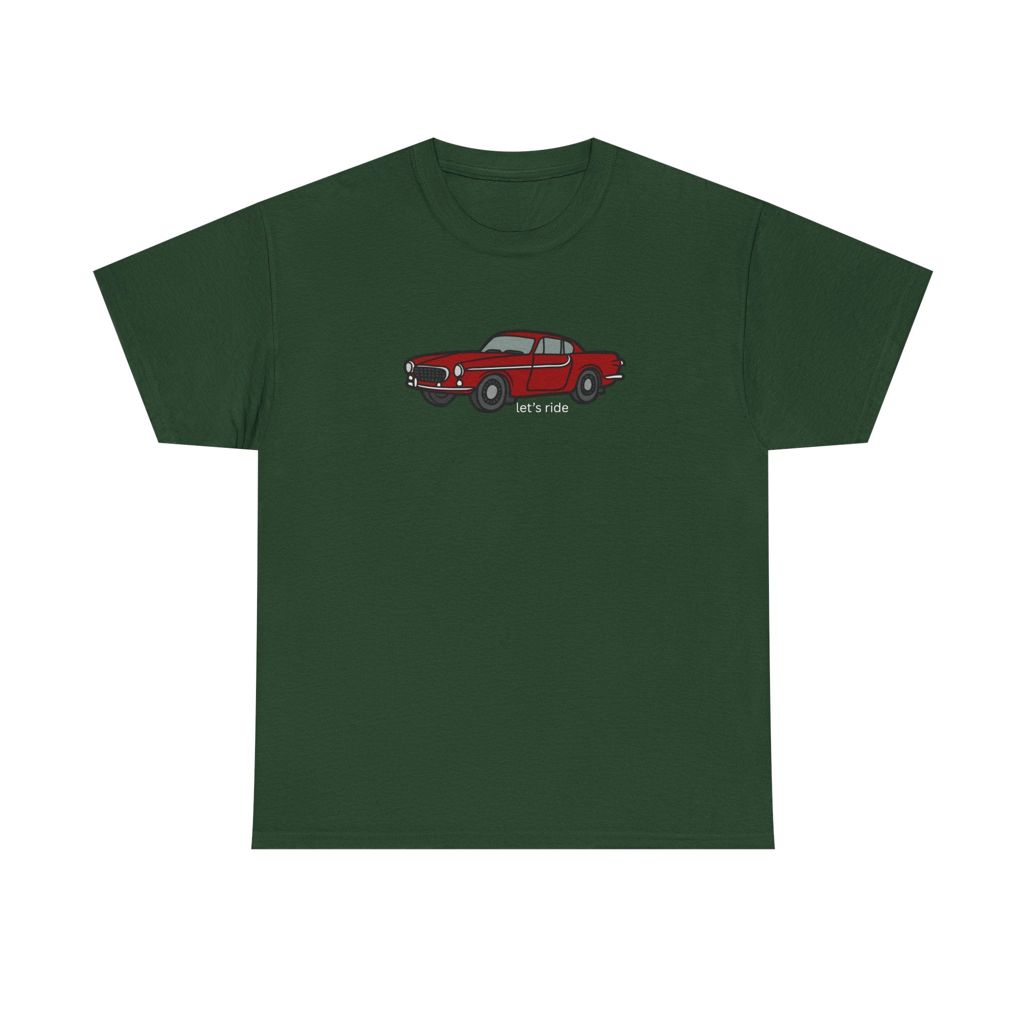 Classic Red Mustang Tee — "let's ride" Vintage Car T-Shirt