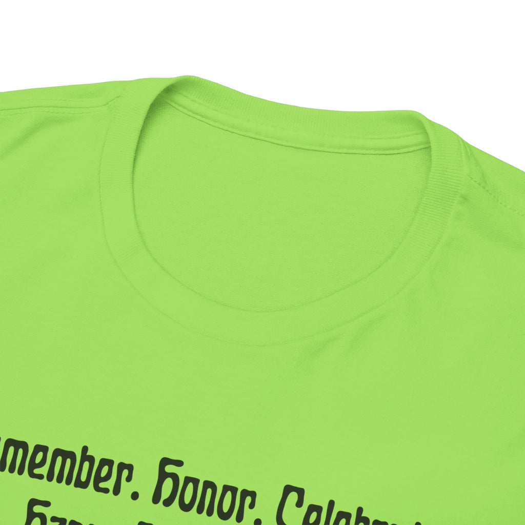 Juneteenth Celebration T‑Shirt — "Remember. Honor. Celebrate. Happy Juneteenth" with Pan-African Heart Design