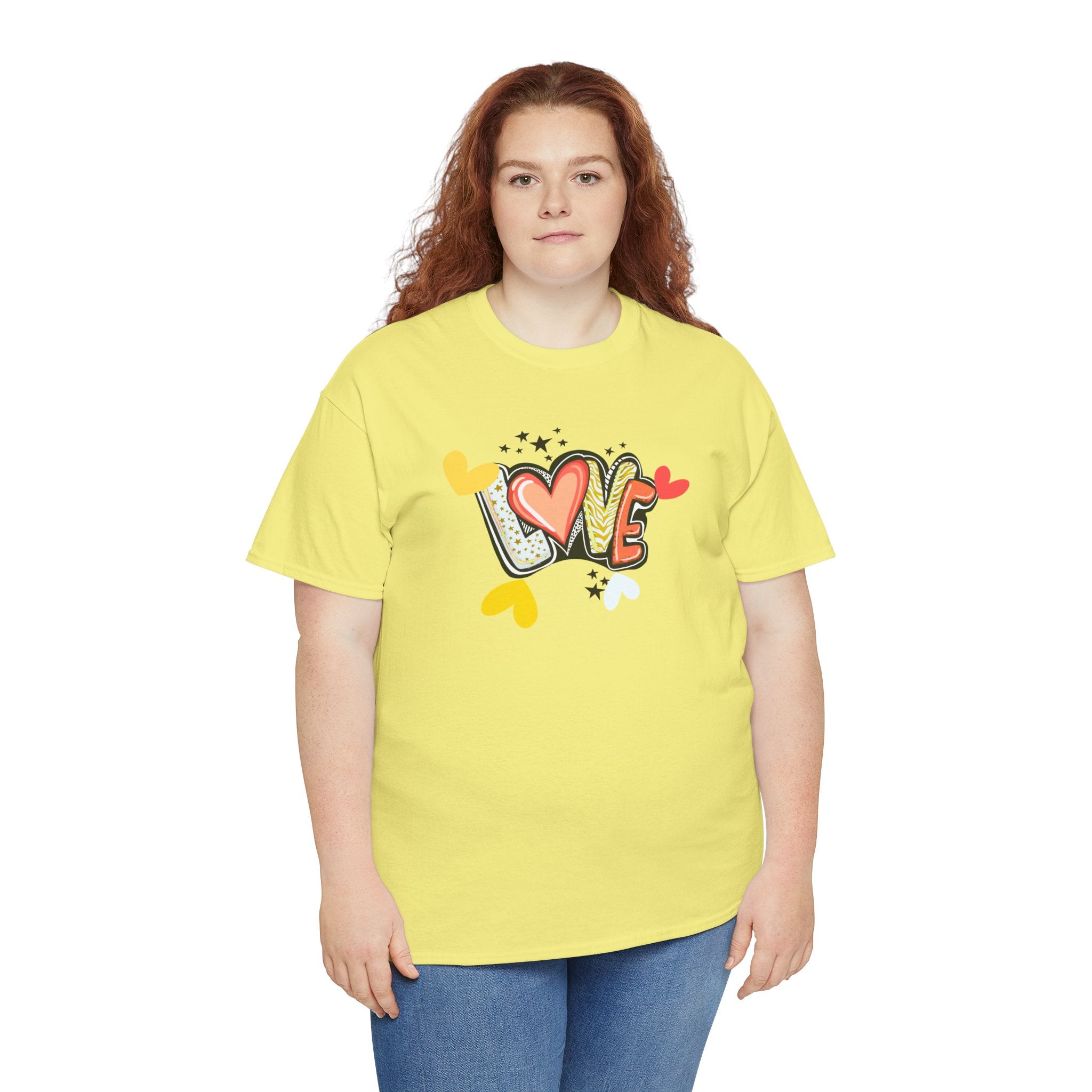 Love Heart Graphic Tee — Retro Doodle "LOVE" Design