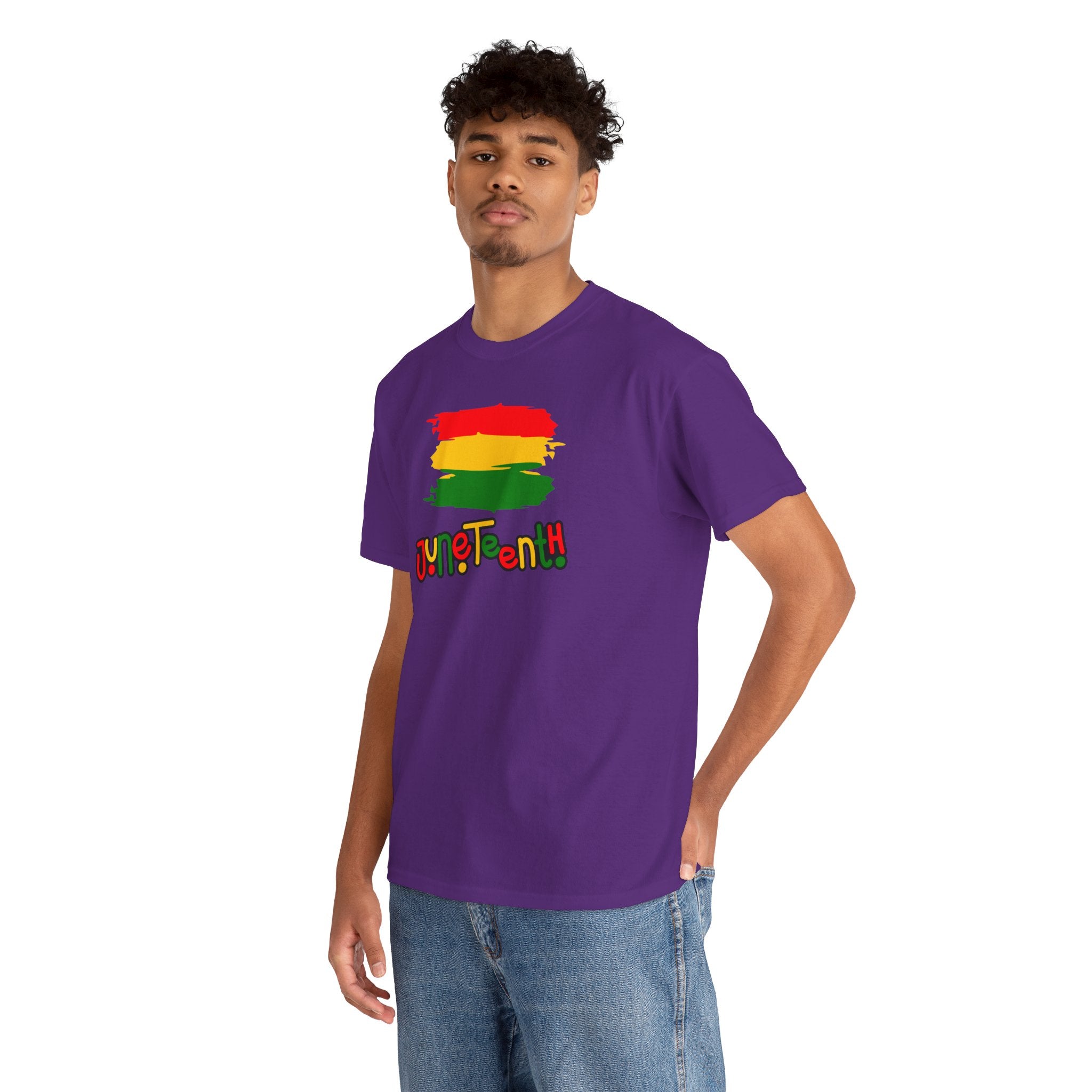 Juneteenth Graphic Tee — Rasta Flag Brushstroke Design