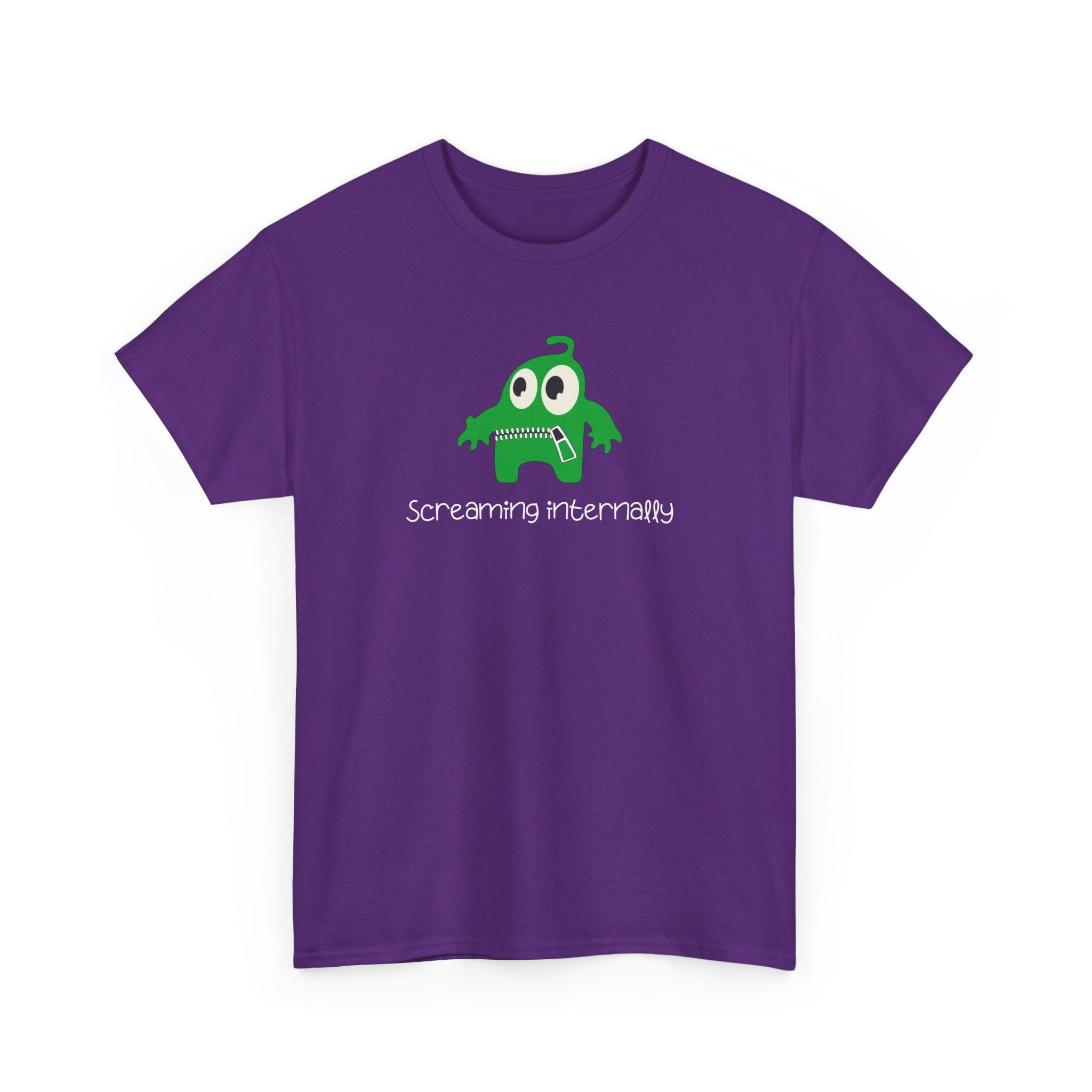 Screaming Internally Tee — Cute Green Monster Graphic Shirt