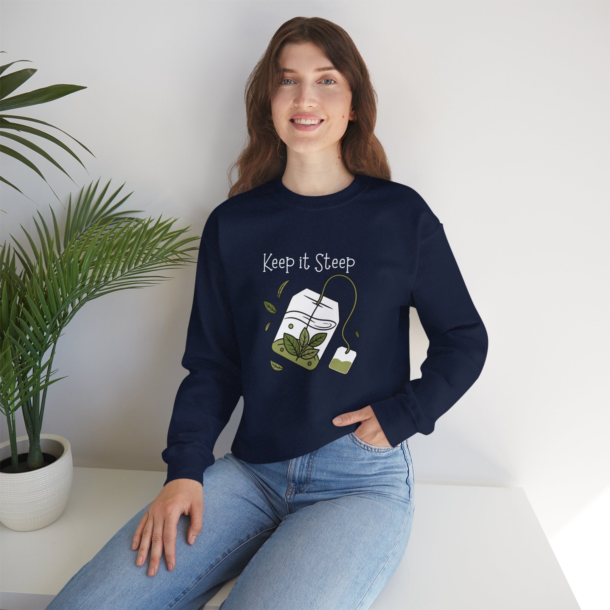 Crewneck Sweatshirt — Herbal Tea Bag Illustration | Cozy Botanical Gift