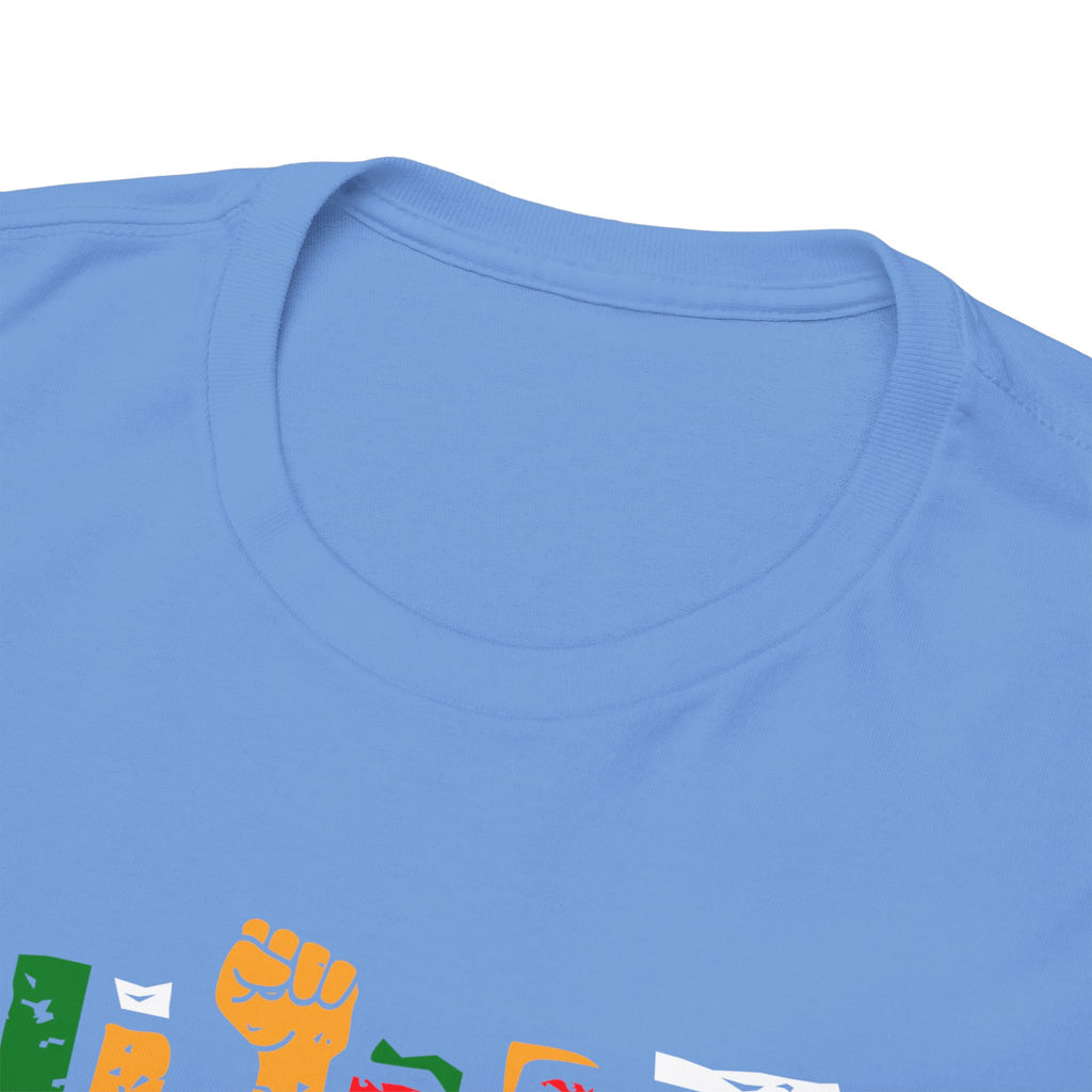 Juneteenth Celebration T-Shirt — "Made Us Stronger" Floral Block Letter Tee