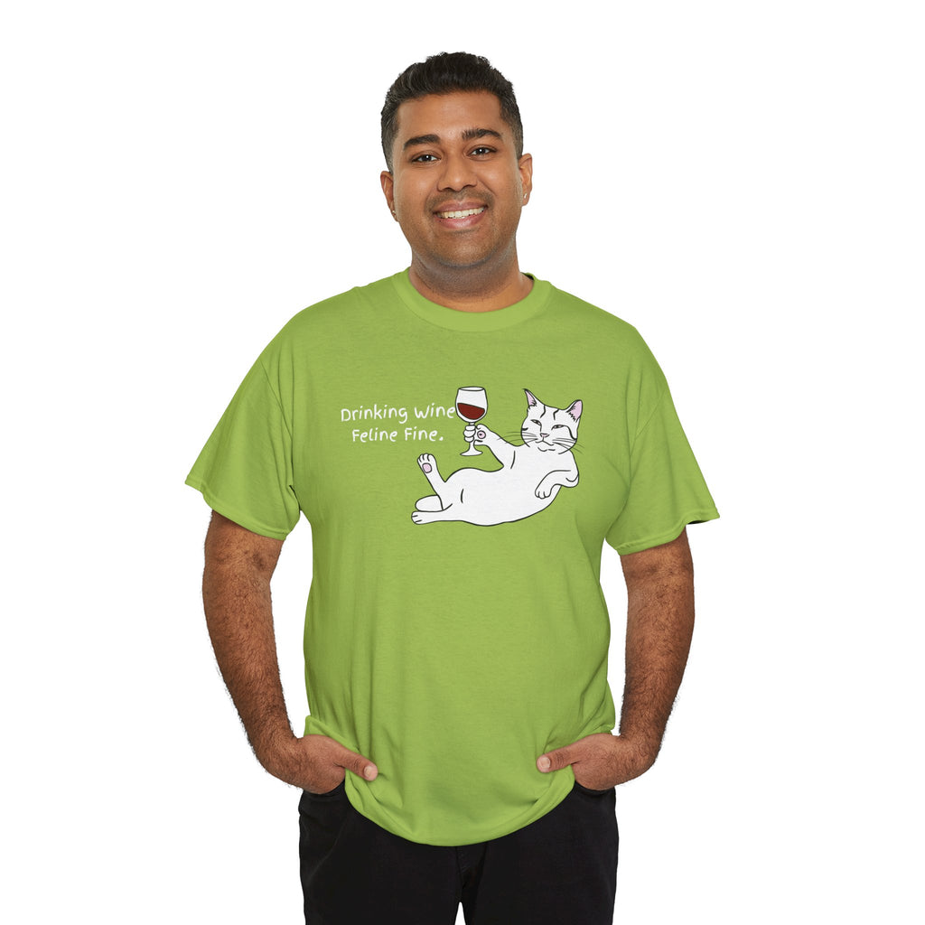 Drinking Wine, Feline Fine Cat Tee