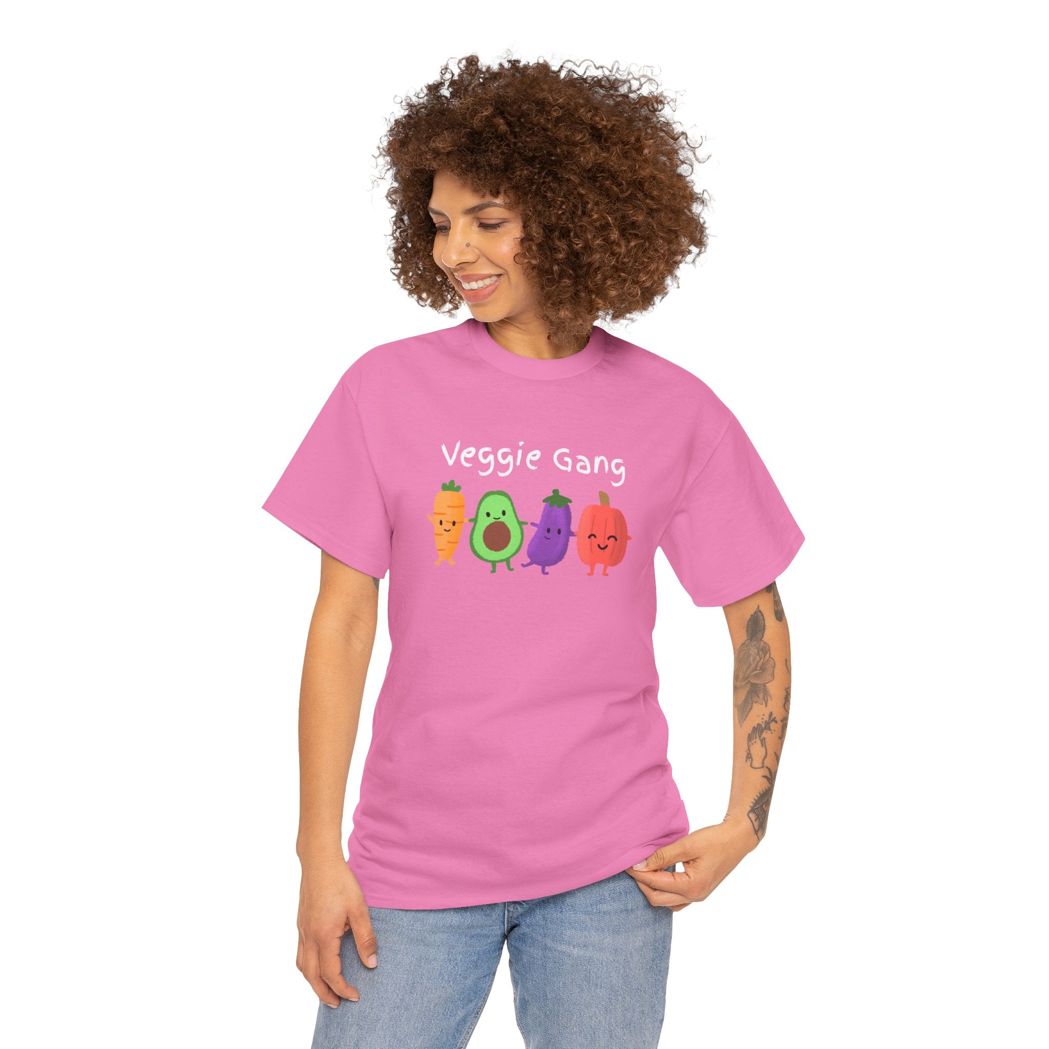 Veggie Gang T-Shirt – Cute Cartoon Avocado, Carrot, Eggplant & Pepper Tee