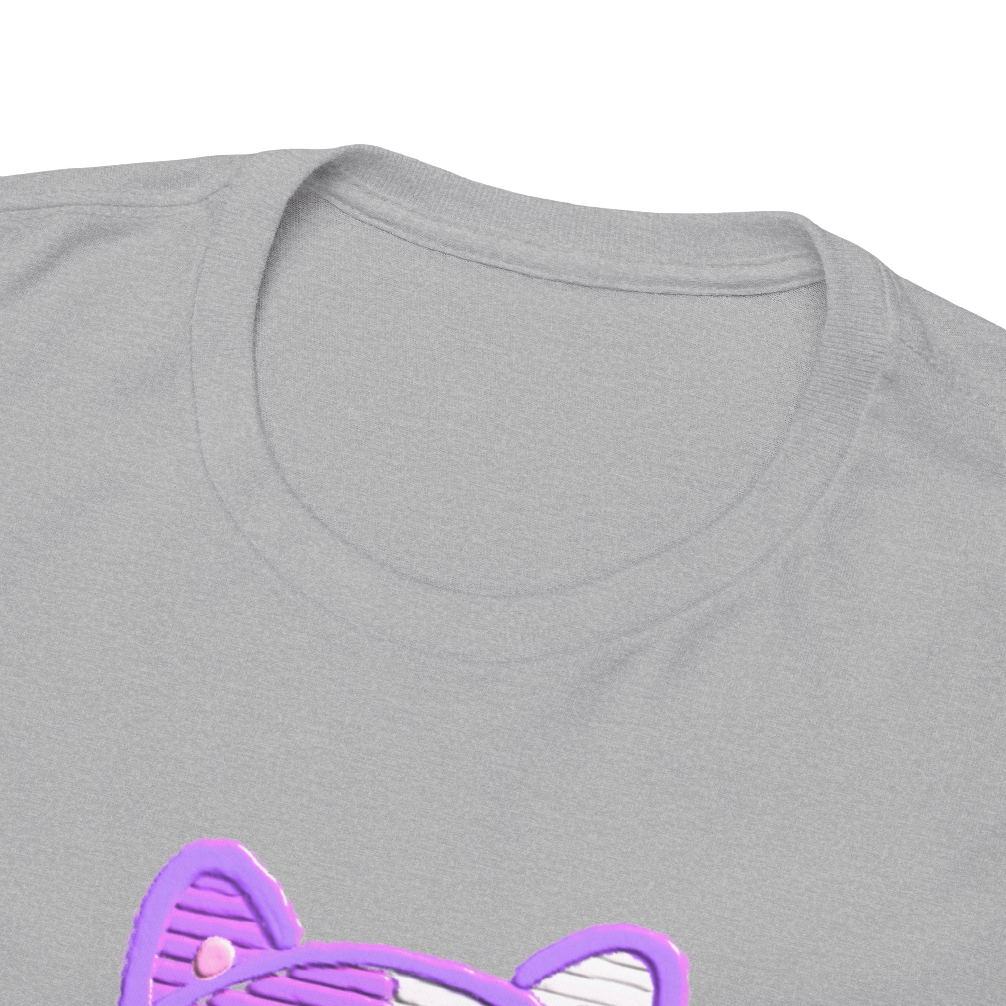 Cute Purple Cat “Hi” T-Shirt — Kawaii Kitten Graphic Tee