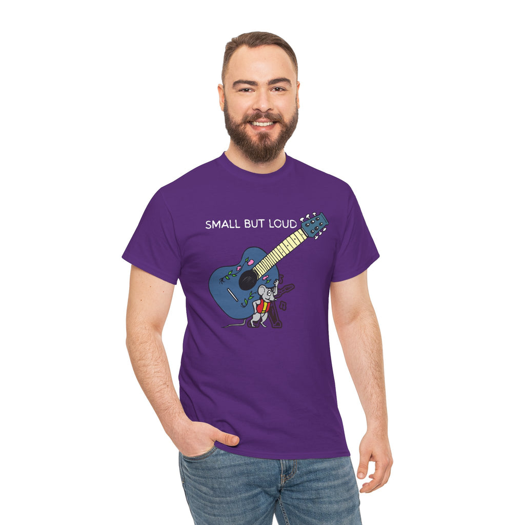 T-Shirt — "Small But Loud" Cute Mouse with Guitar Graphic