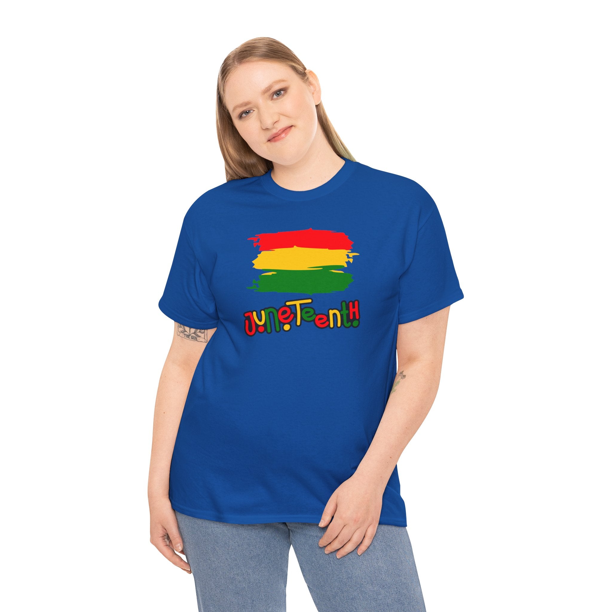 Juneteenth Graphic Tee — Rasta Flag Brushstroke Design