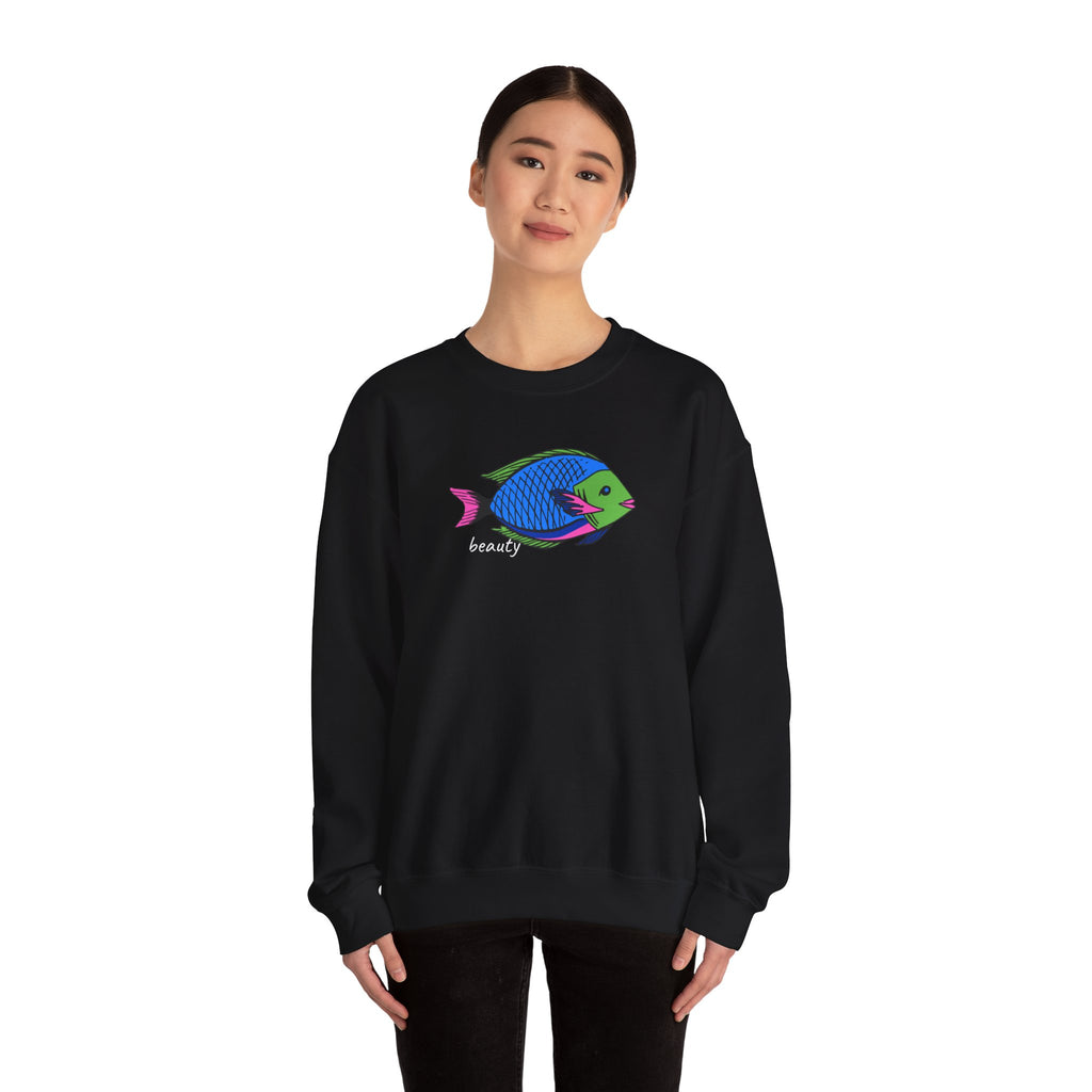 Fish Graphic Sweatshirt — Neon Tropical Fish 'beauty' Crewneck