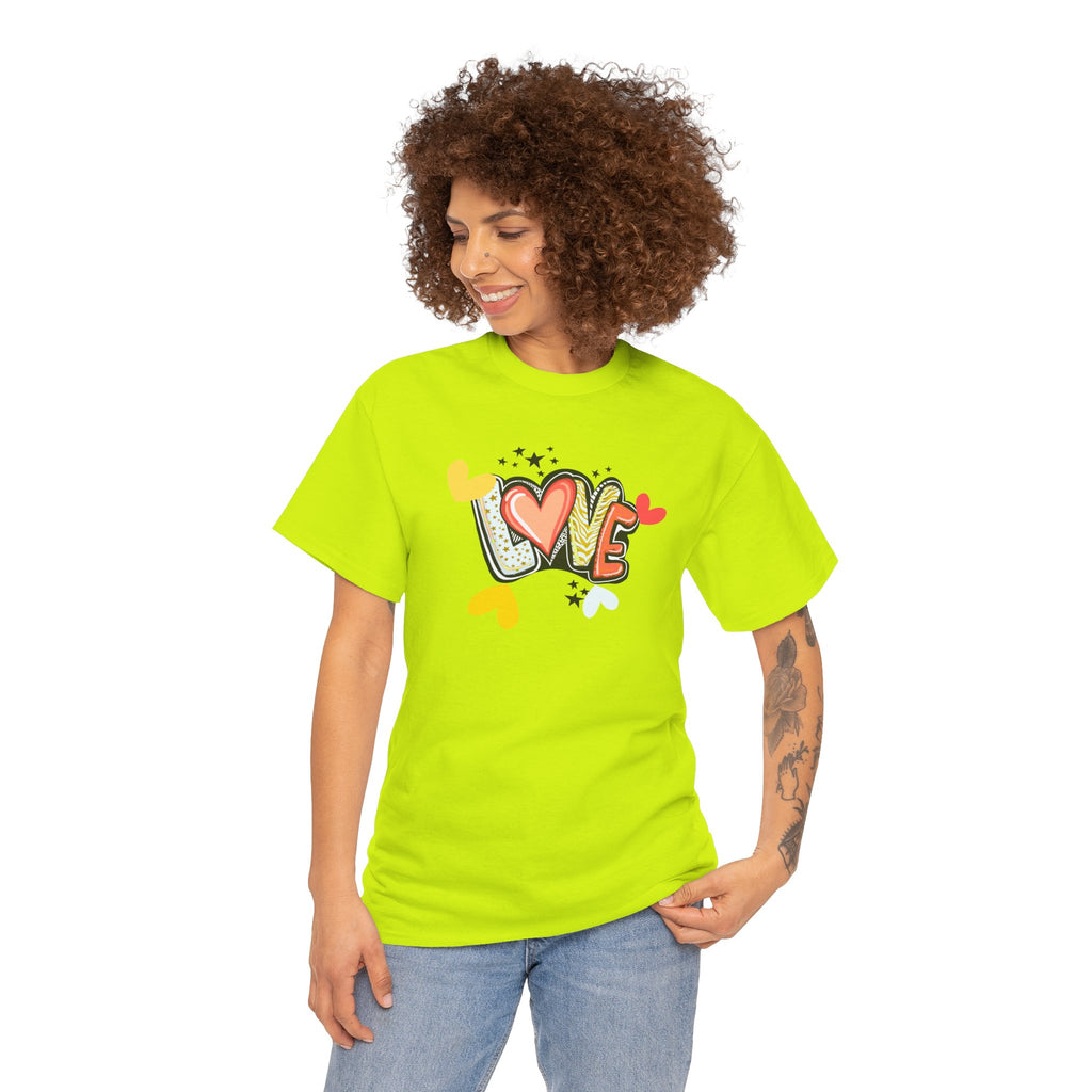 Love Heart Graphic Tee — Retro Doodle "LOVE" Design