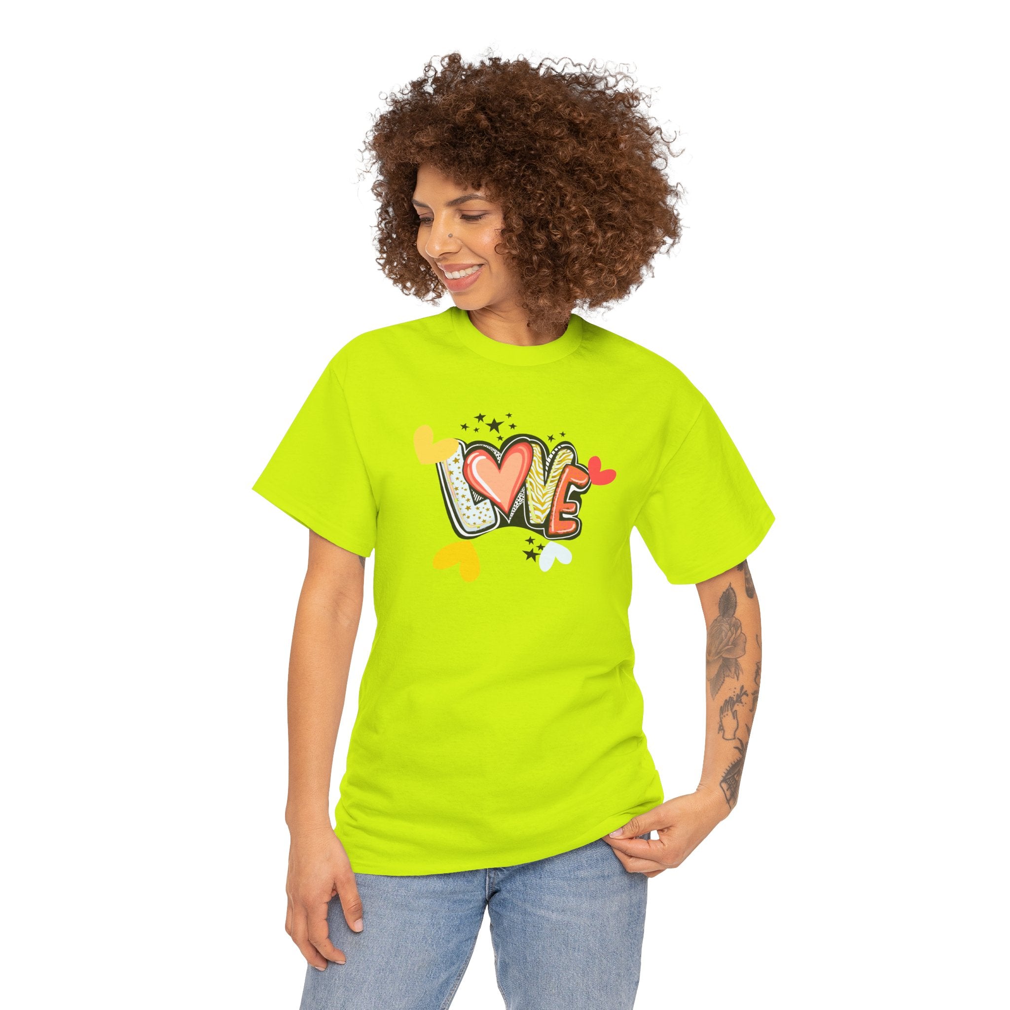 Love Heart Graphic Tee — Retro Doodle "LOVE" Design