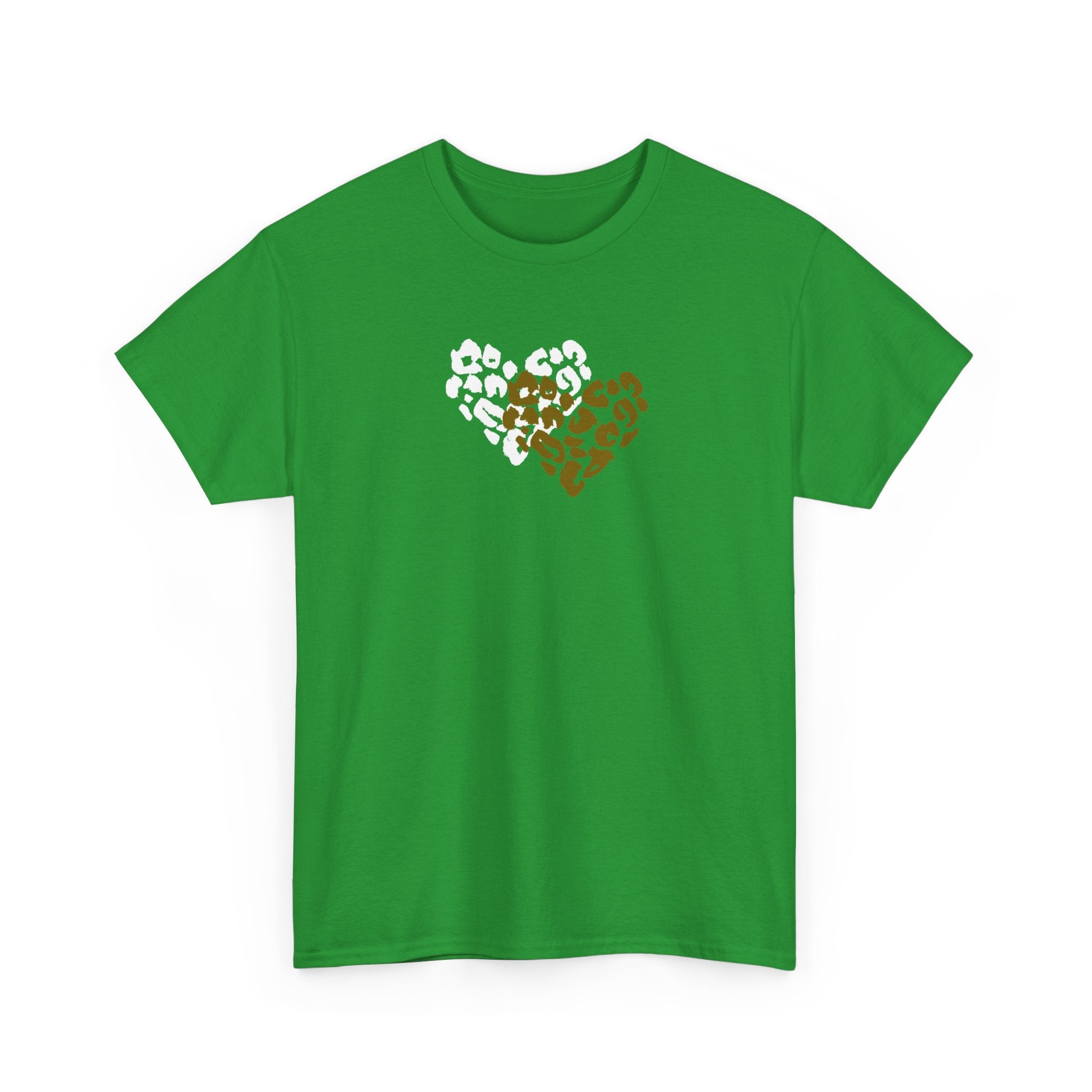 Leopard Heart Graphic Tee — Two-Tone Animal Print Heart T-Shirt