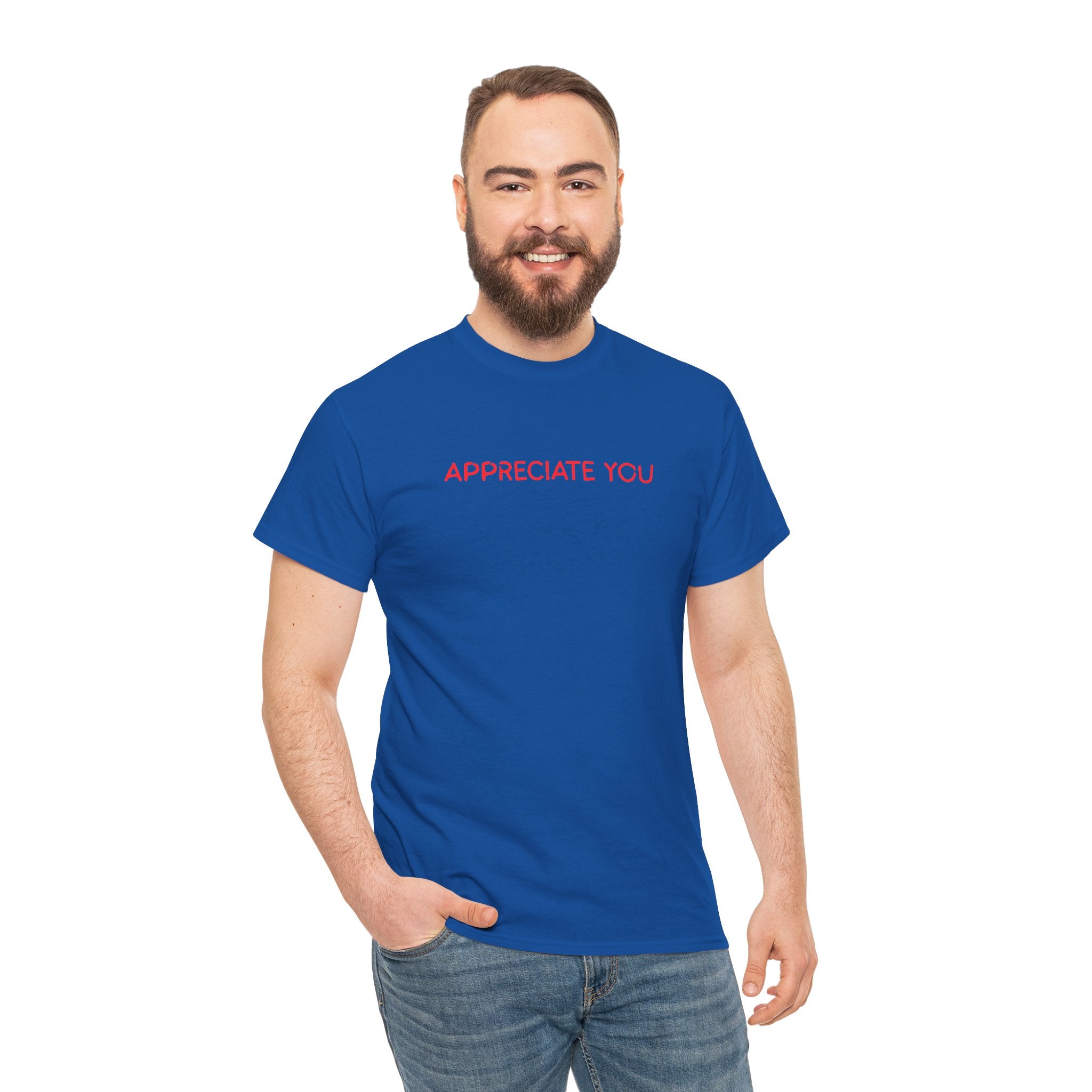 Appreciate You Tee – Minimalist Red Text Graphic T‑Shirt