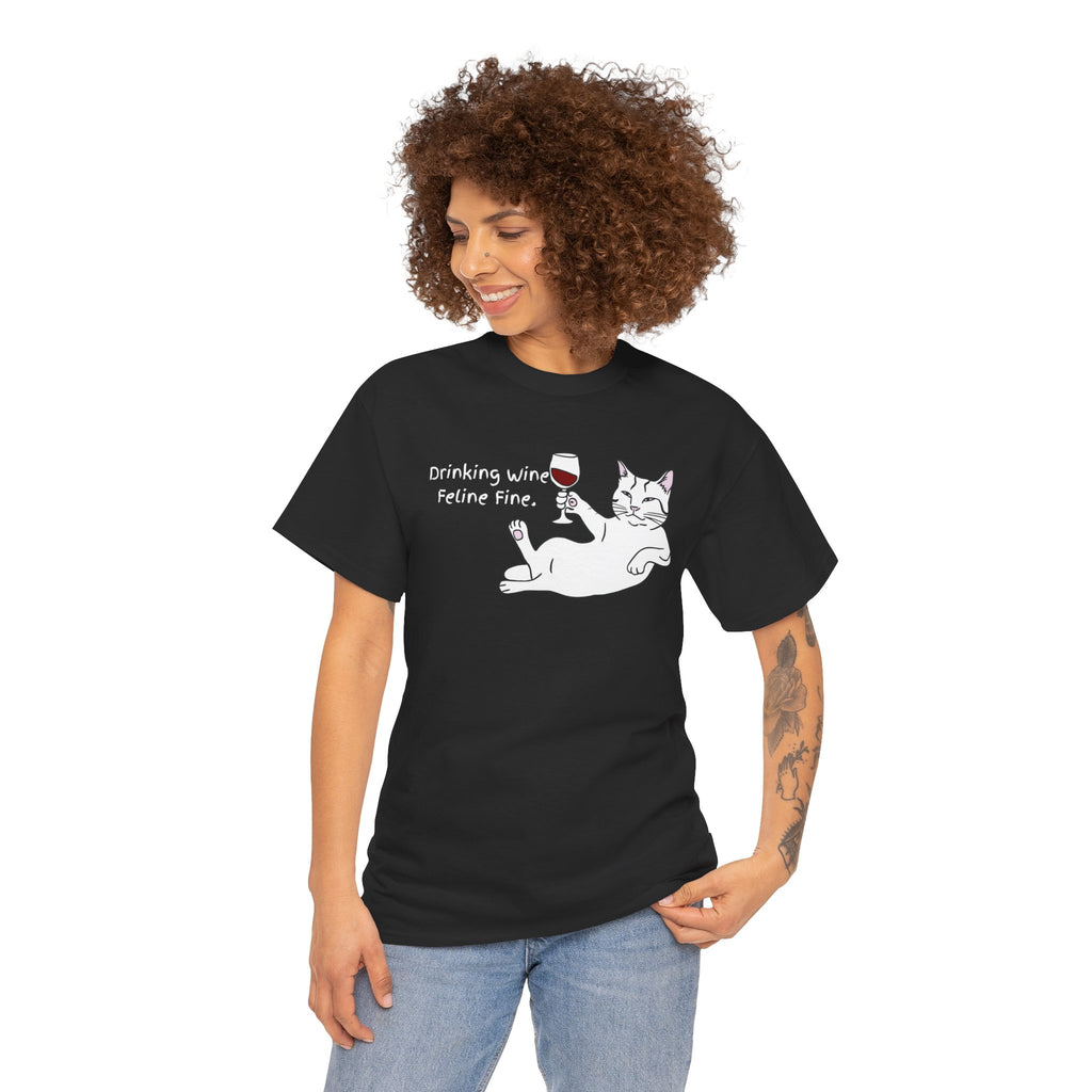Drinking Wine, Feline Fine Cat Tee