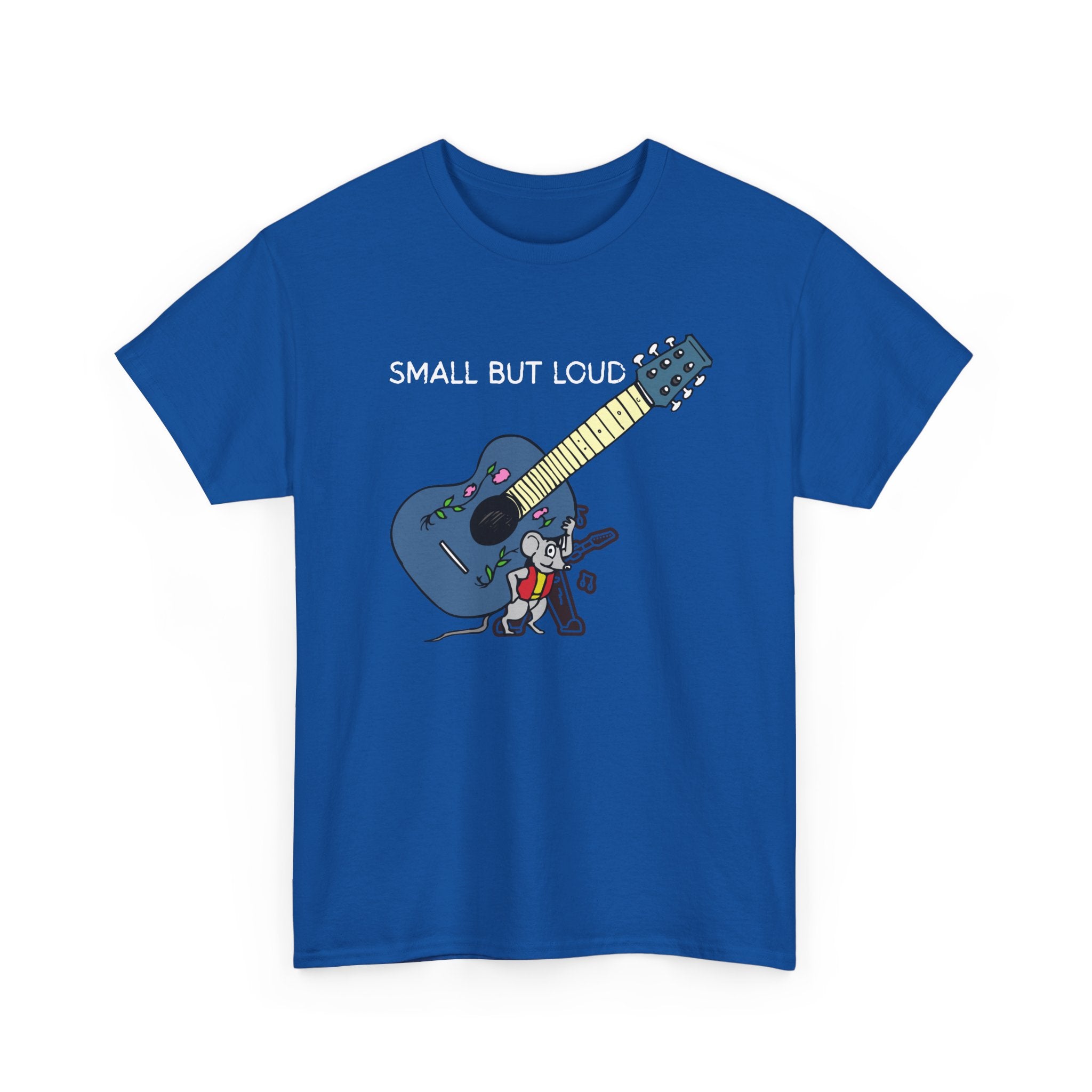 T-Shirt — "Small But Loud" Cute Mouse with Guitar Graphic